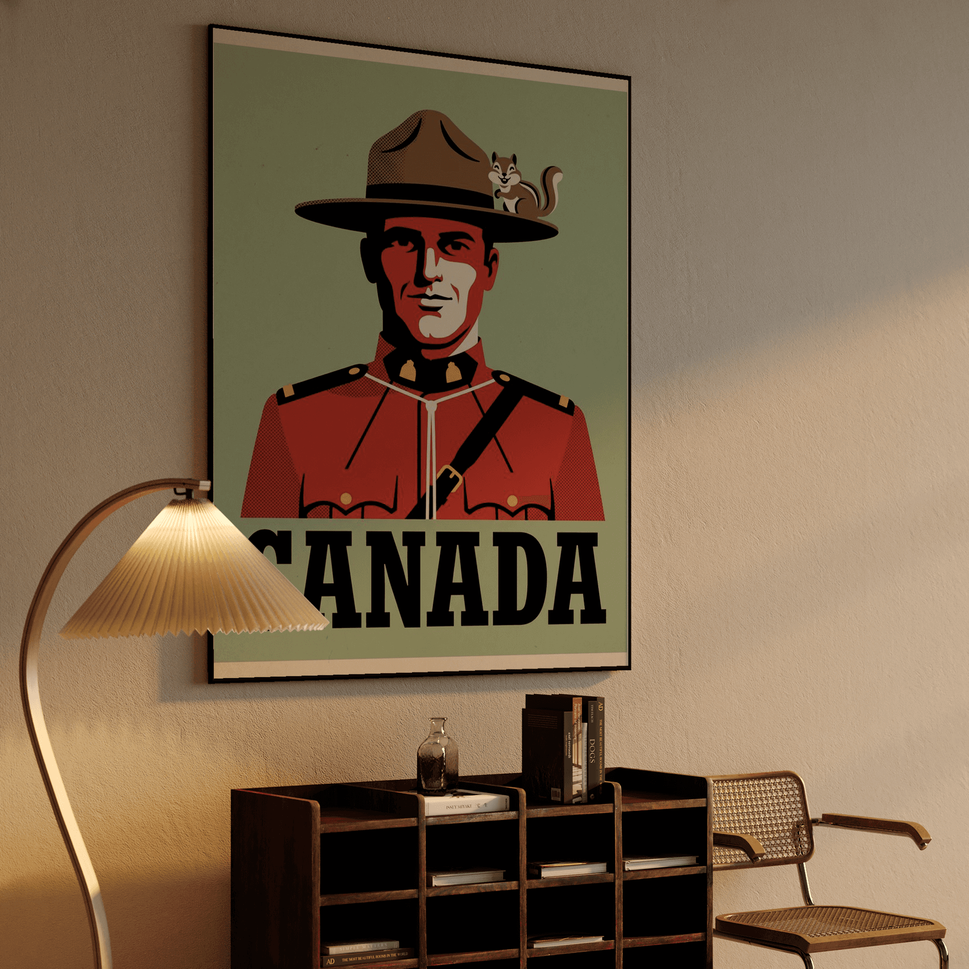 Canada Retro Poster: Classic Mountie and Chipmunk