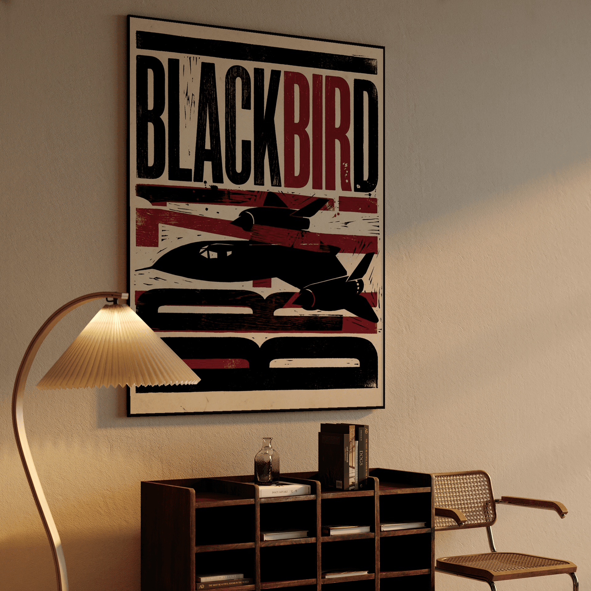 Blackbird Retro Linocut