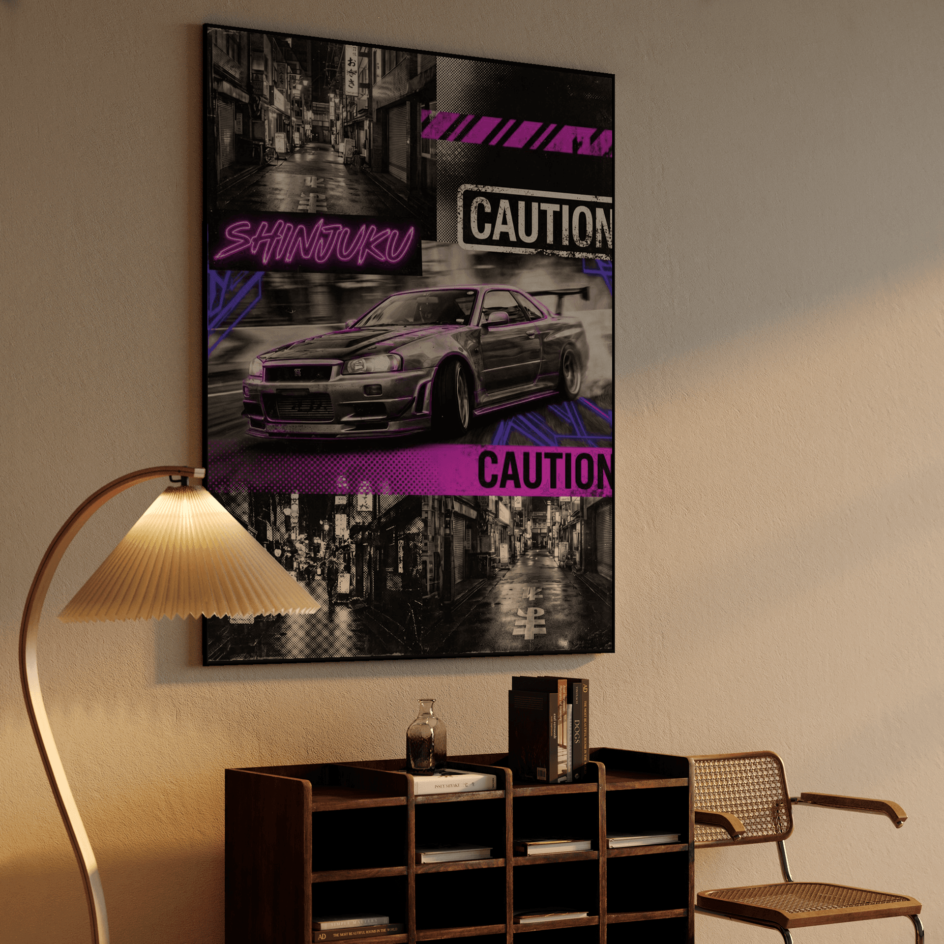 Caution in Shinjuku: Nissan GT-R R34 Collage