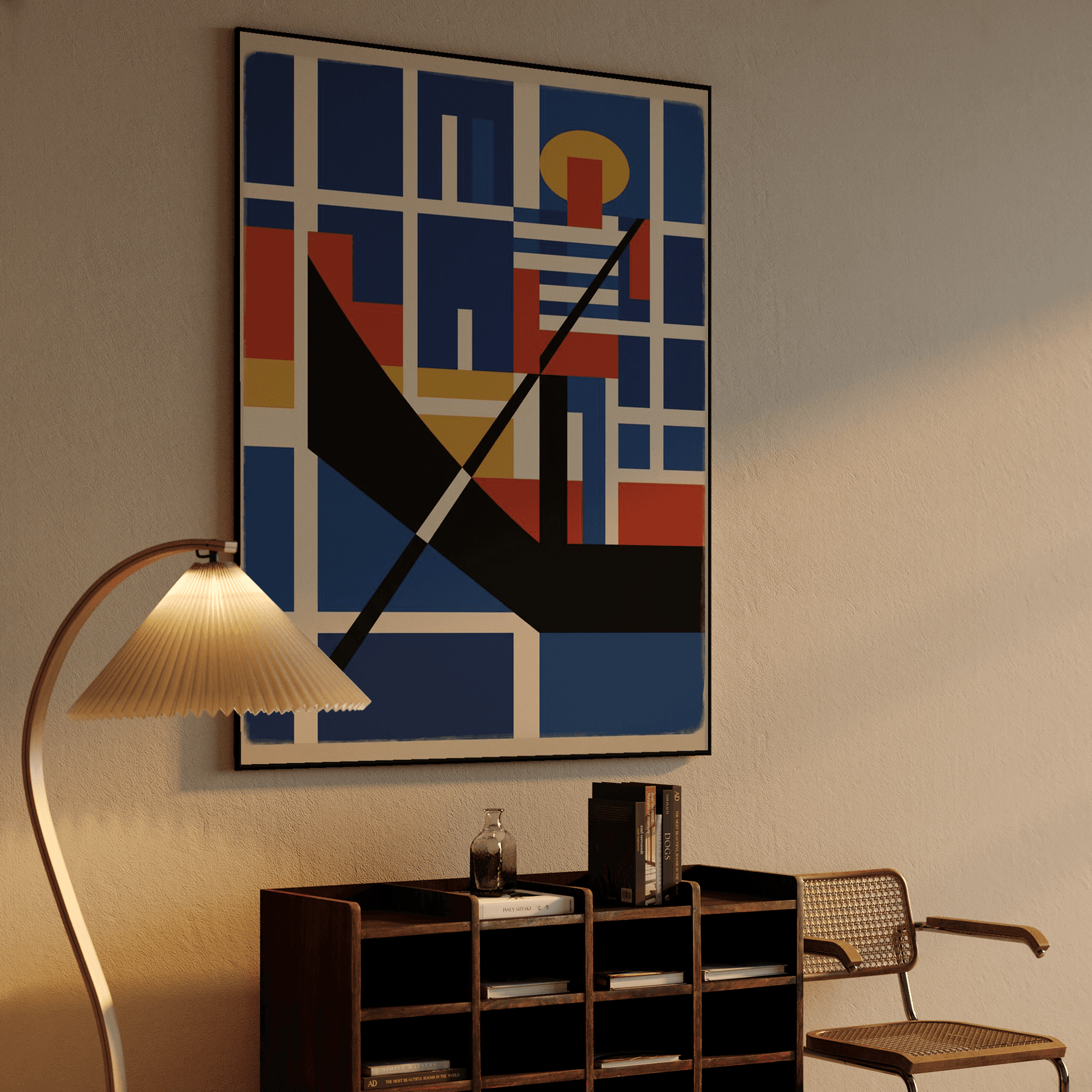 De Stijl Venezia: Abstract Venetian Gondola Art