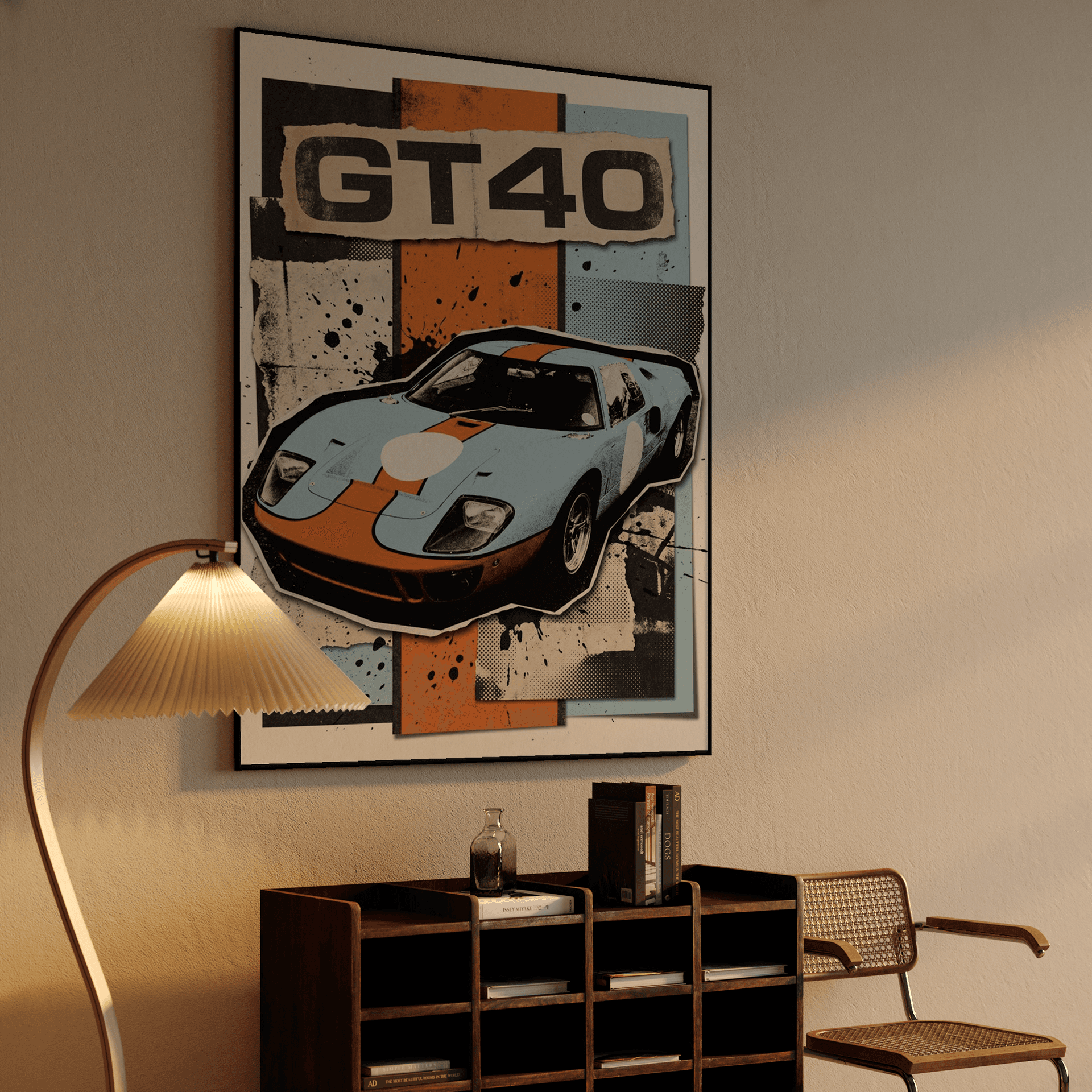 Ford GT40 Gulf Livery Grunge Collage