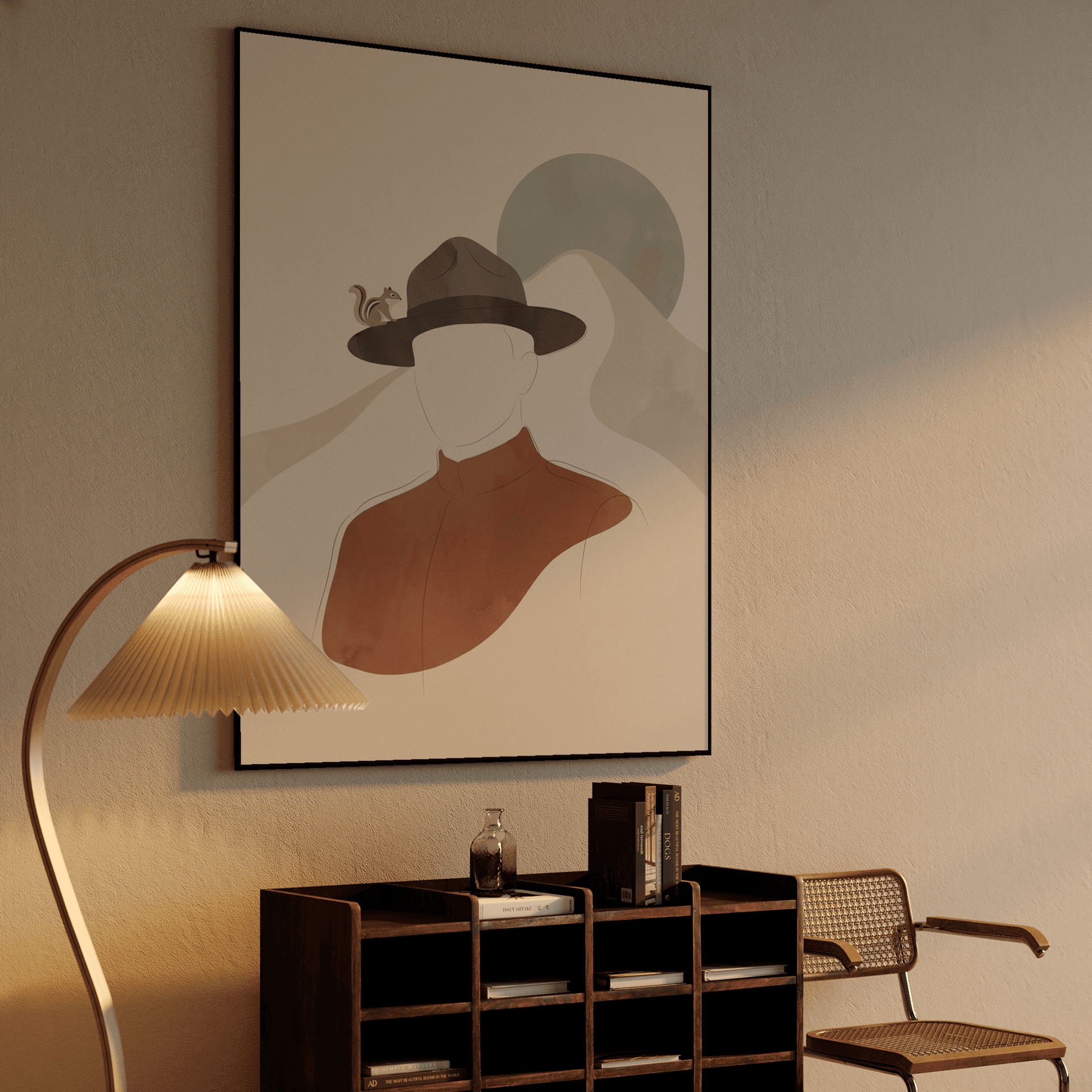 The Ranger and the Chipmunk - Minimalist Boho Illustration