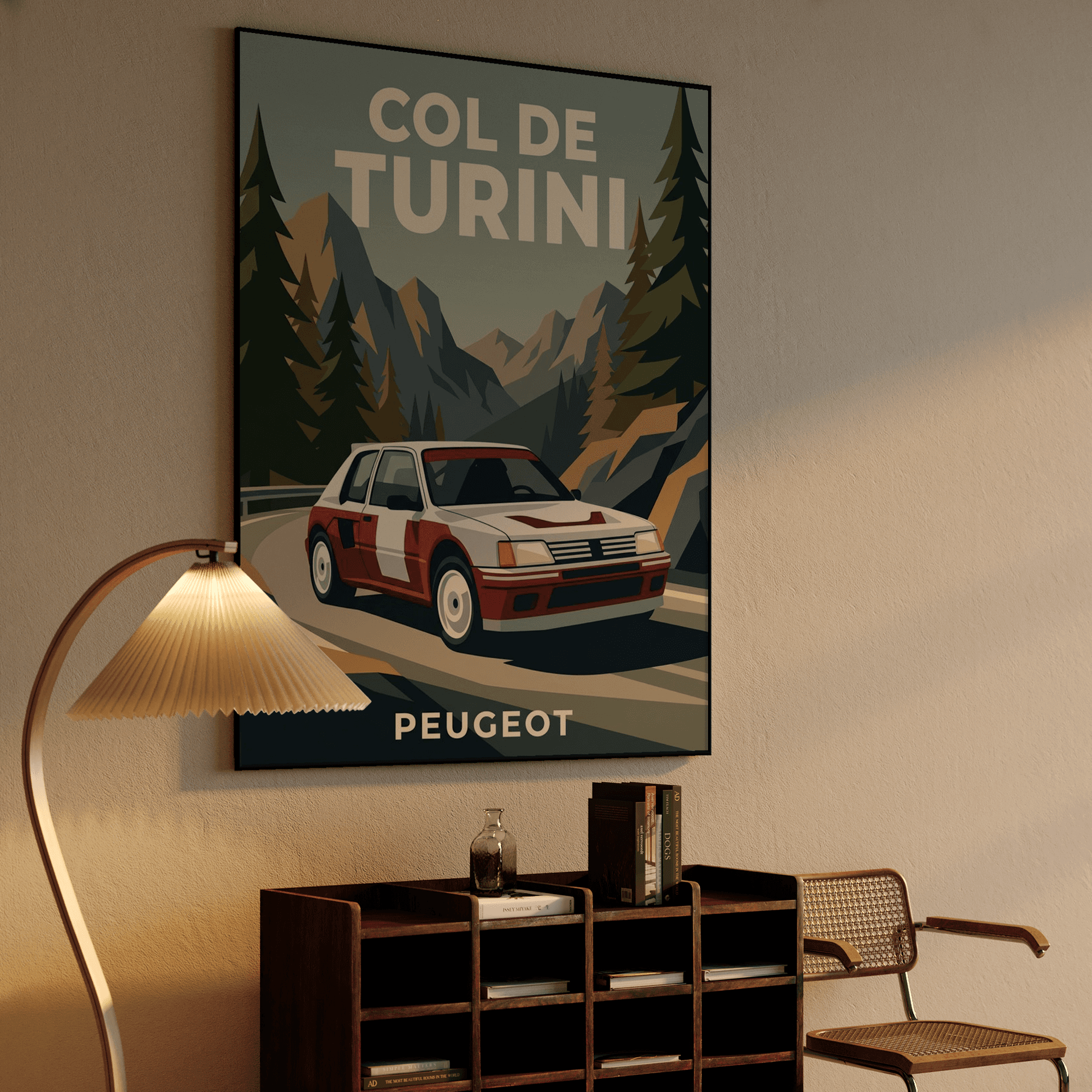 Col de Turini: Peugeot 205 T16 Retro Poster