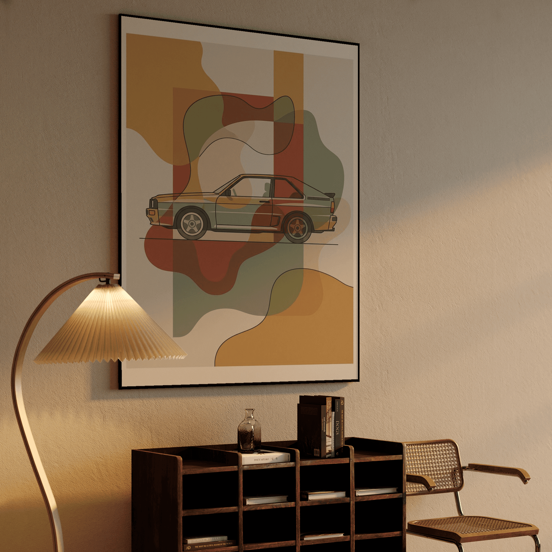 Audi Quattro Mid Century Modern Abstract Art