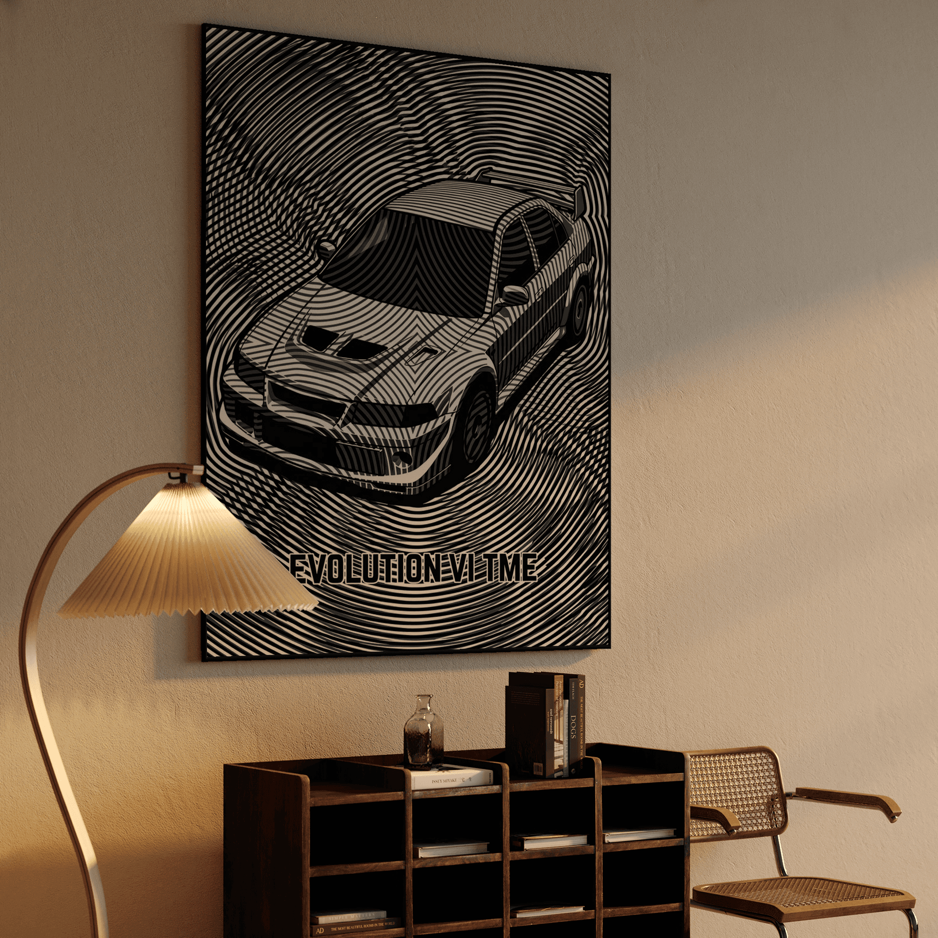 Mitsubishi Lancer Evolution VI TME Black and White Op Art