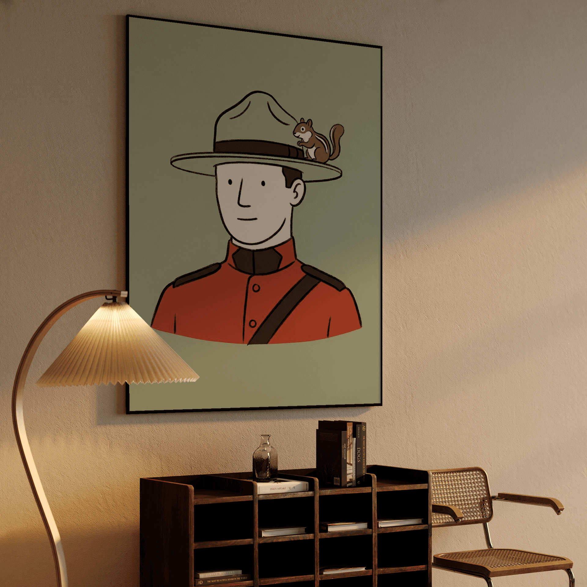 Le Mountie: Minimalist Canadian Guard and Chipmunk