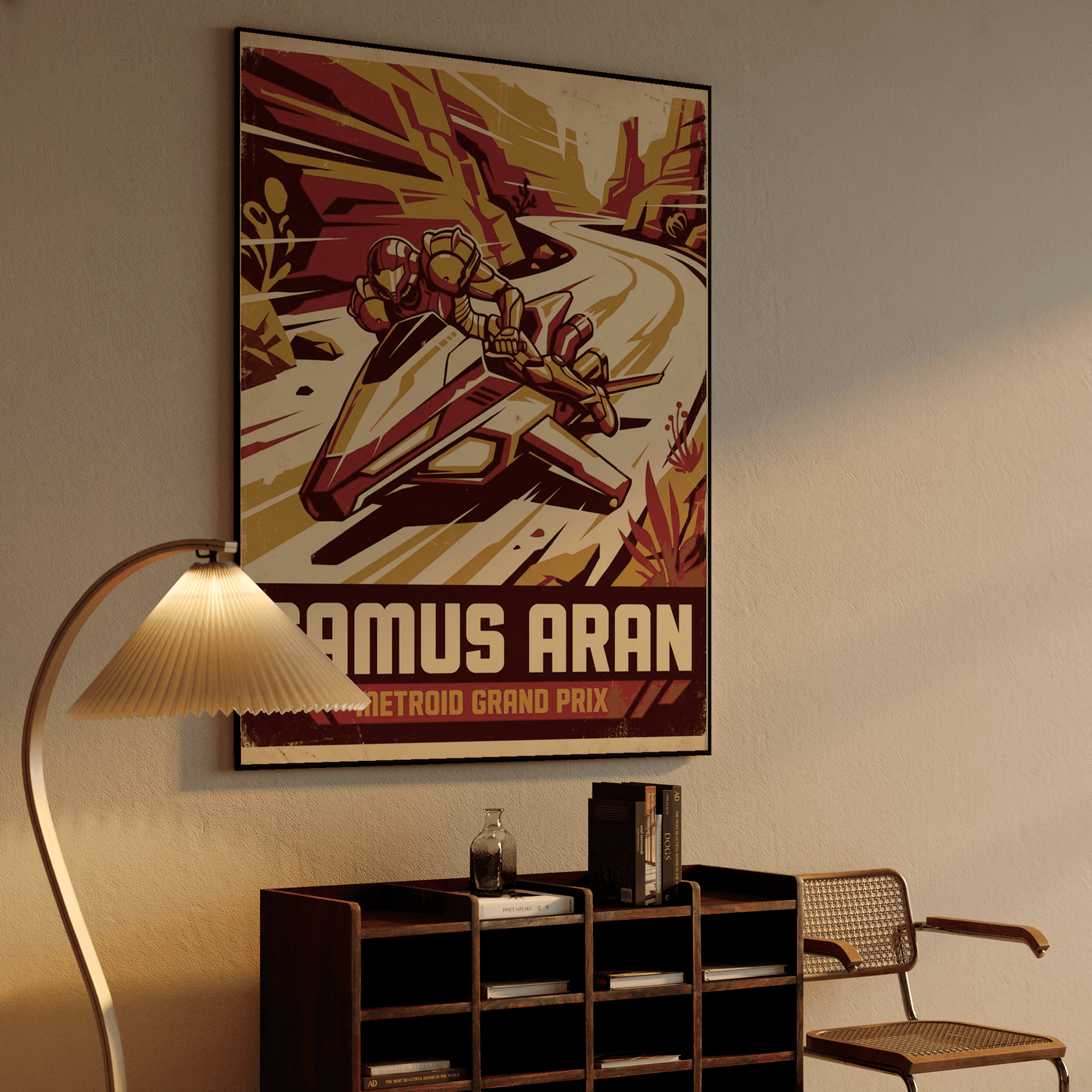Samus Aran Metroid Grand Prix Retro Poster