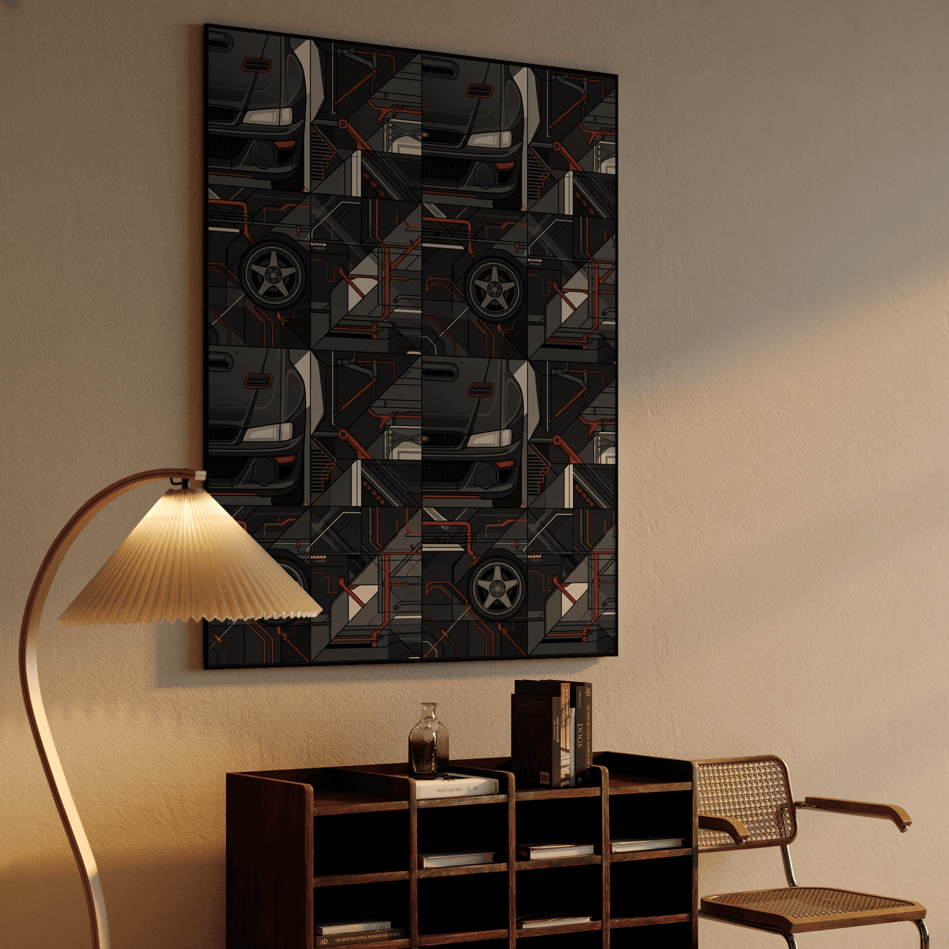 Subaru Impreza Cyberpunk Mecha Seamless Pattern Art