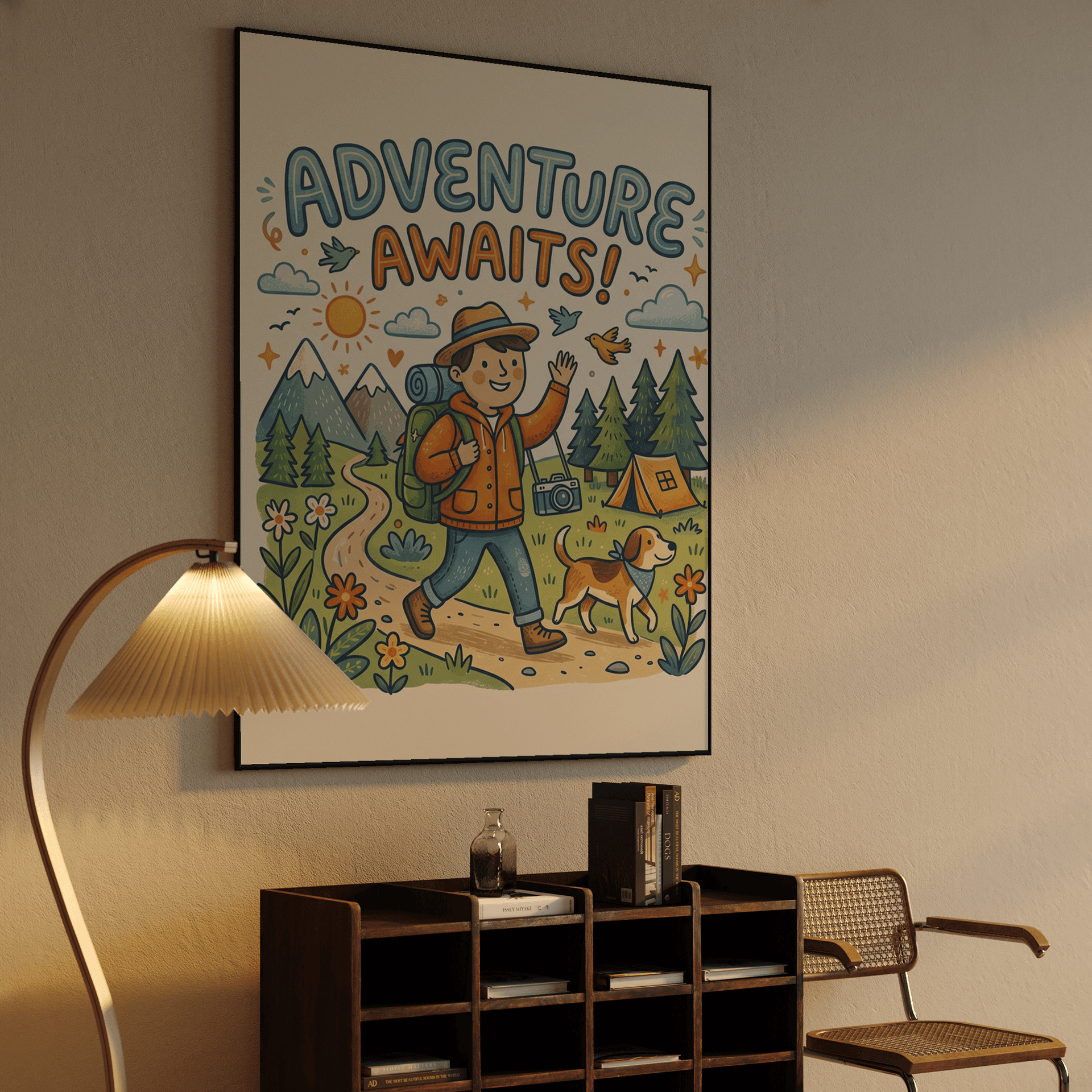 Adventure Awaits Hiking Illustration