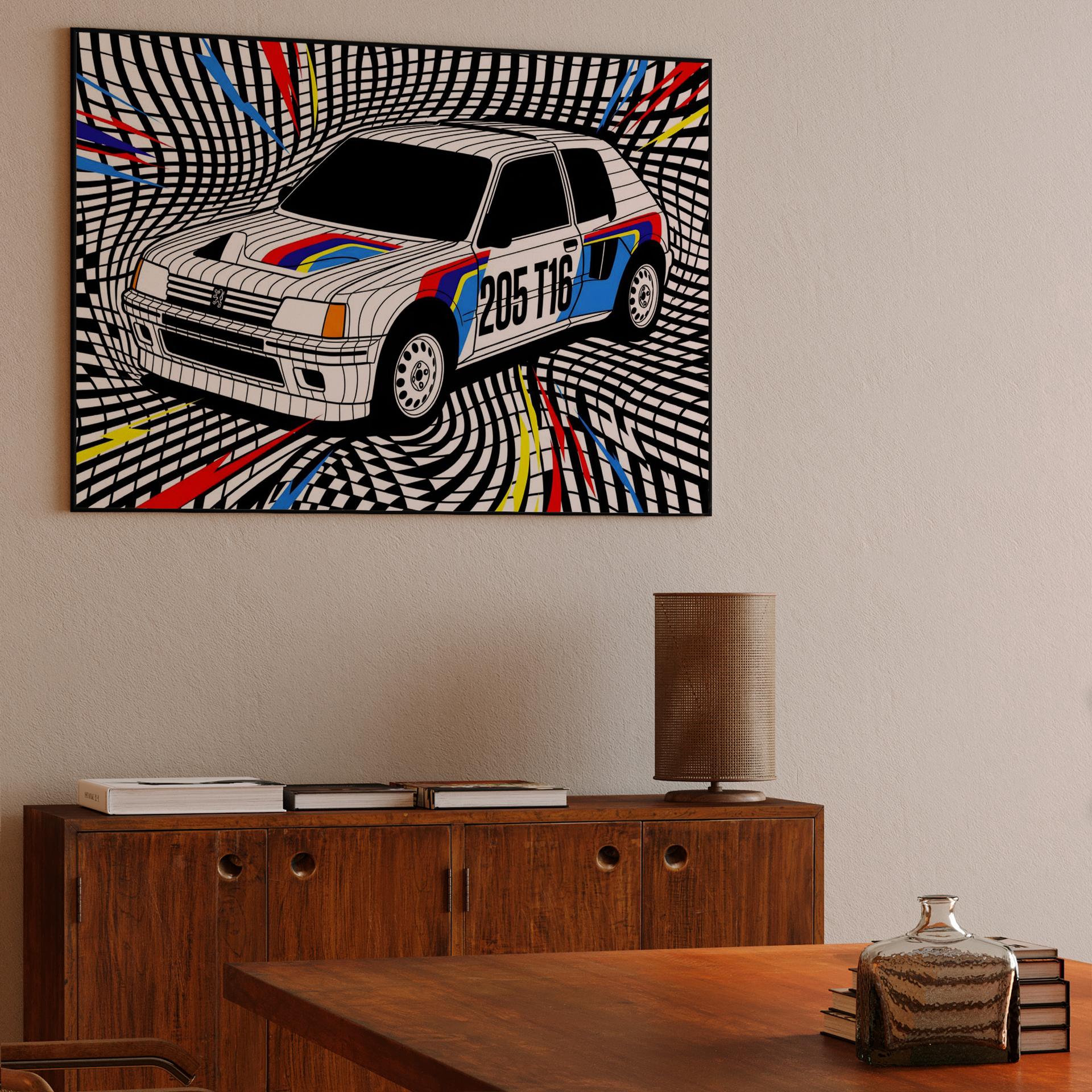 Peugeot 205 T16: Op-Art Rally Pulse