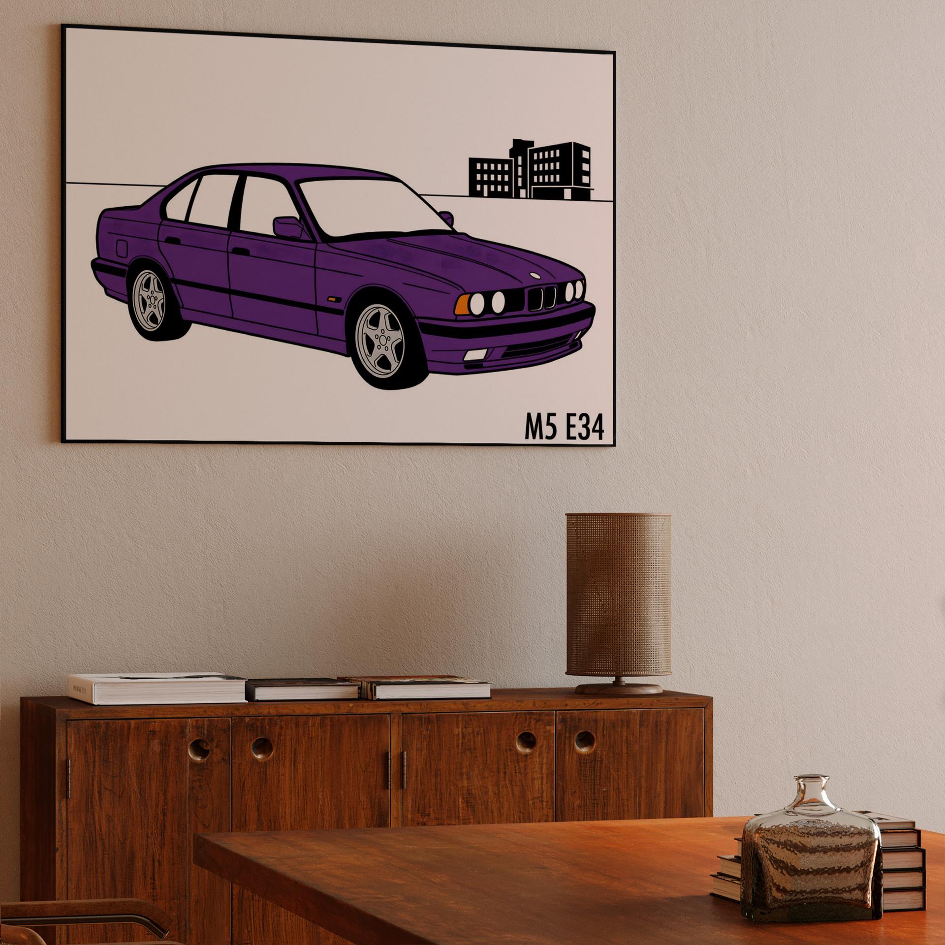 BMW E34 M5 Minimalist Purple Sedan