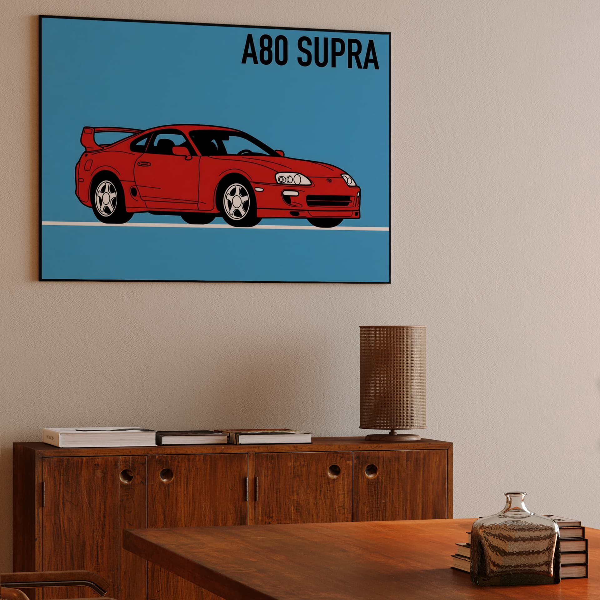 Red Legend: Toyota Supra A80 Minimalist Illustration
