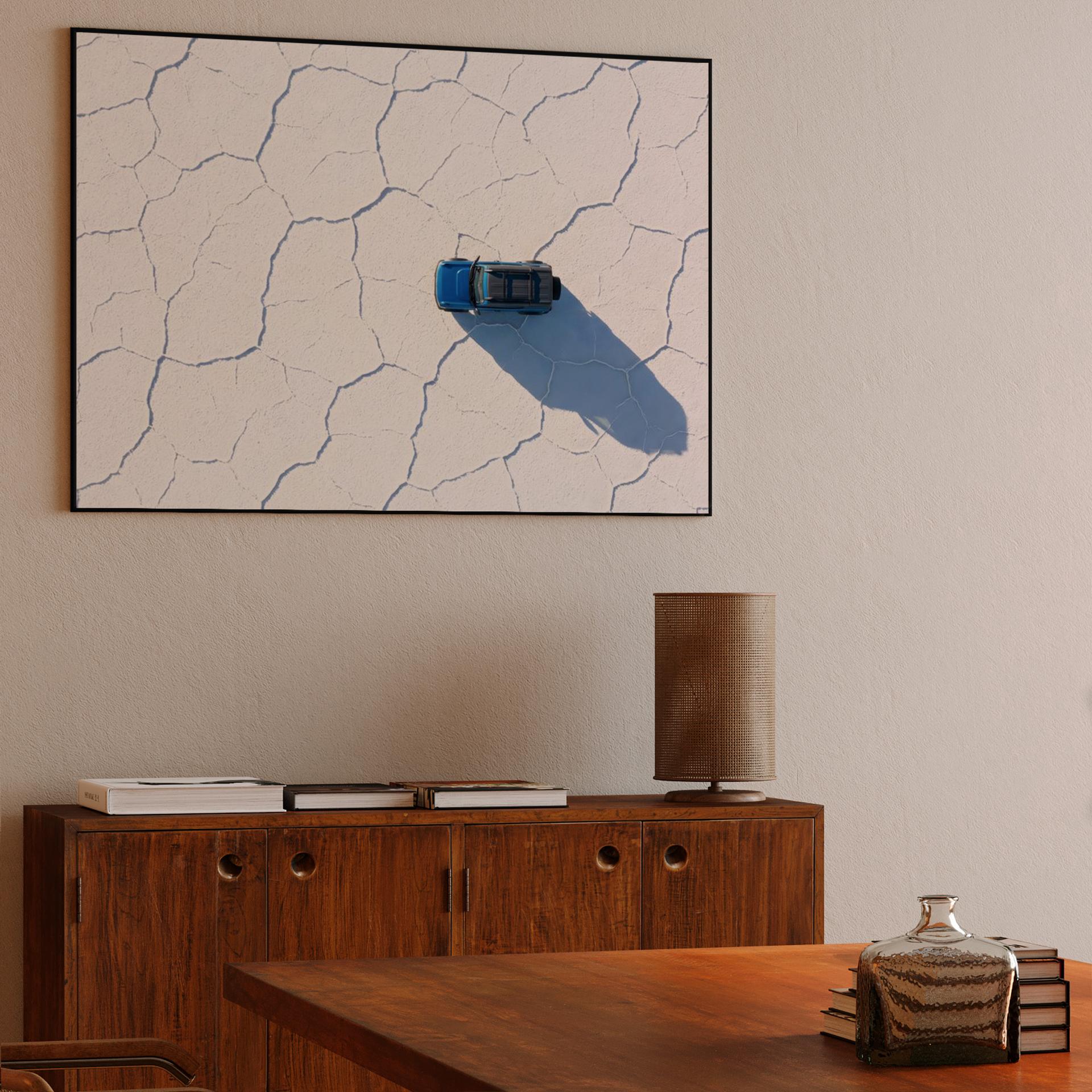 Blue Bronco: Salt Flat Aerial Perspective