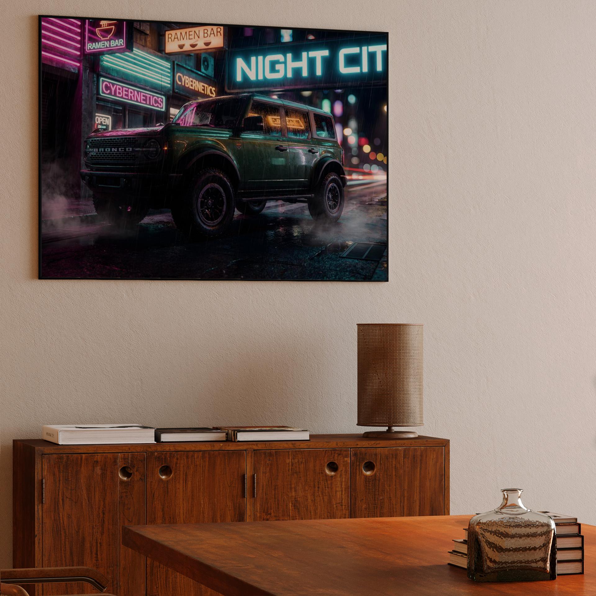 Neon Outlaw: Ford Bronco Cyberpunk Night