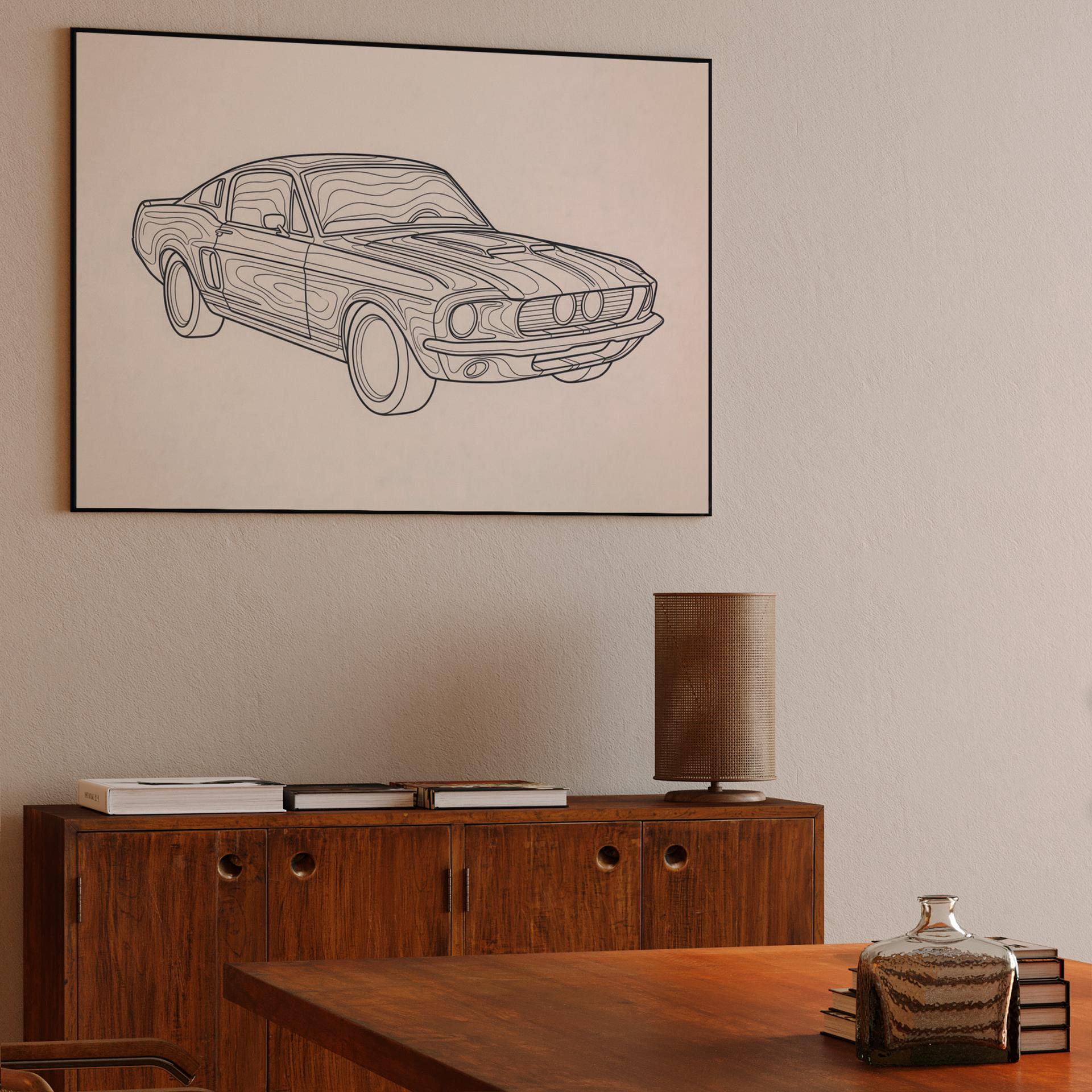 Shelby GT500 Topographic Line Art
