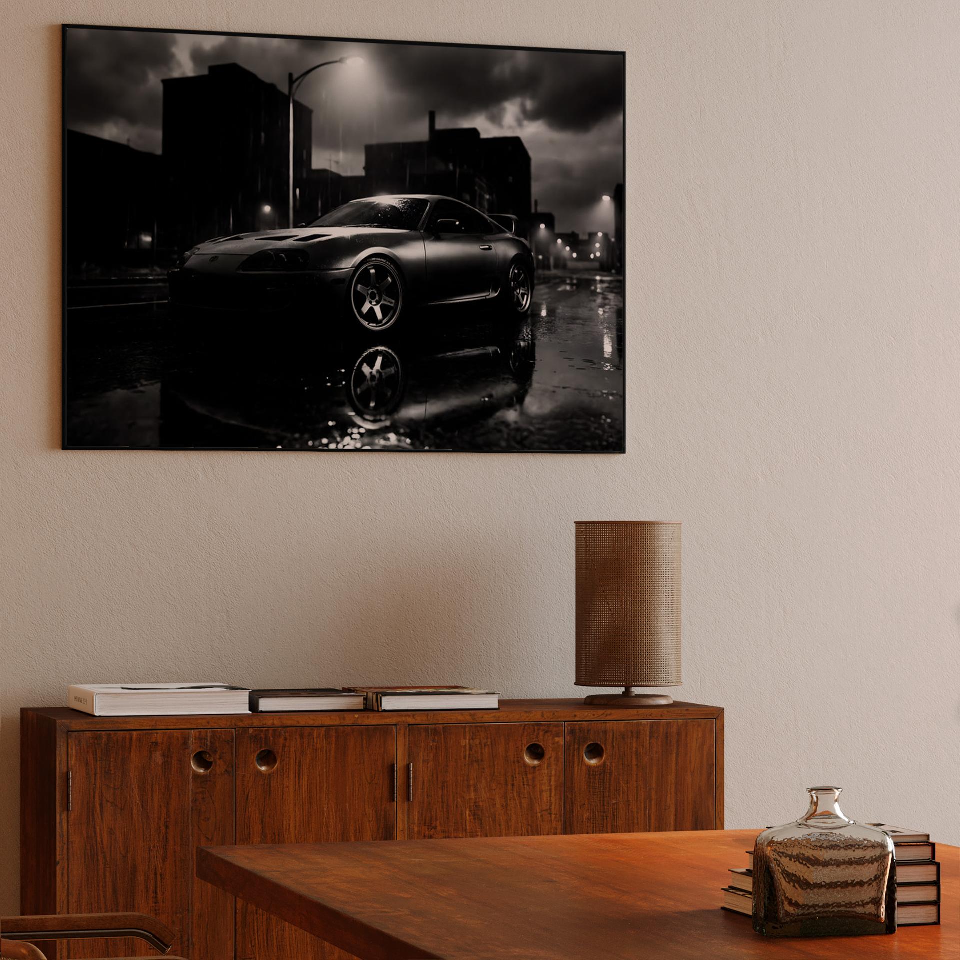 Nocturnal Reflection: Supra A80 in the Rain