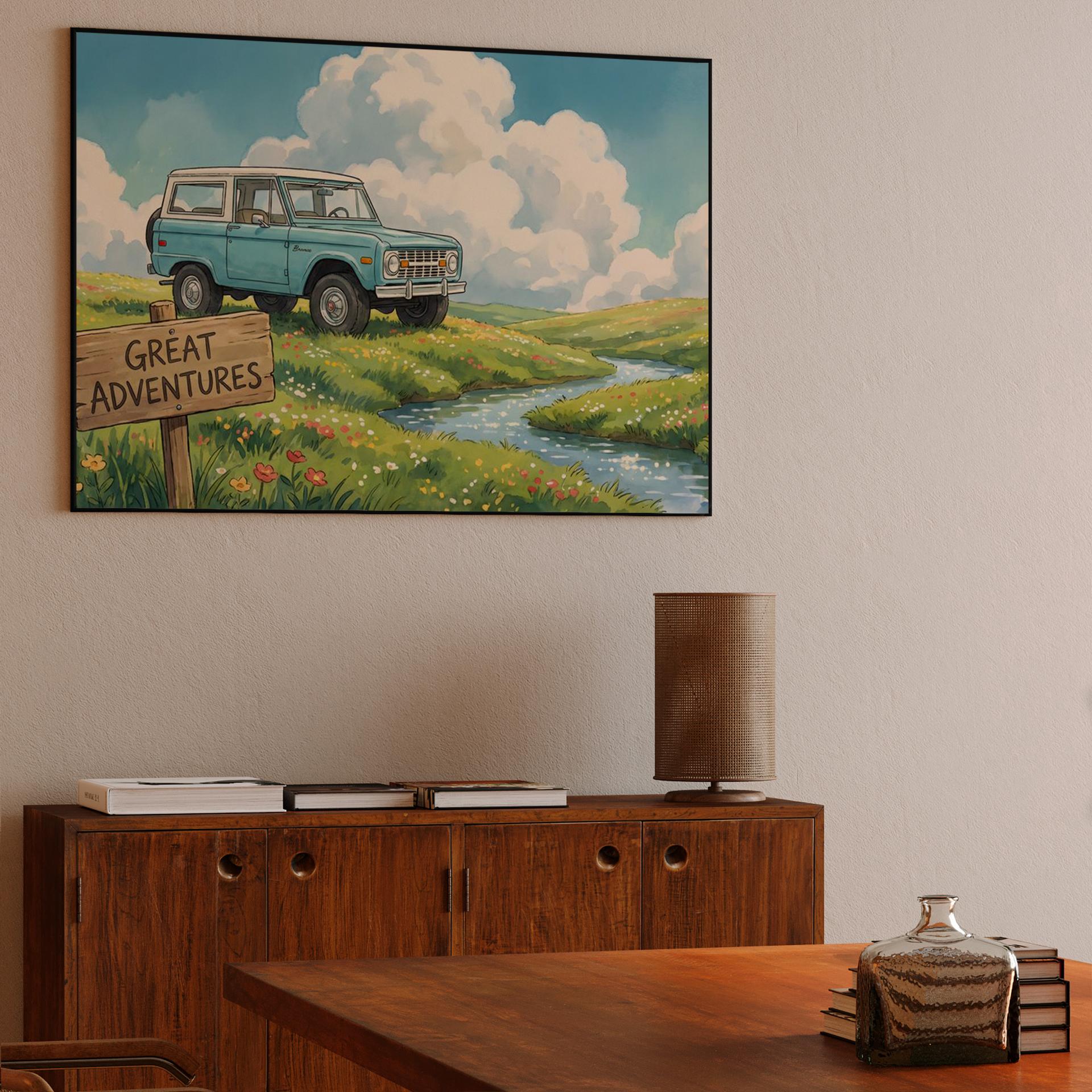 Great Adventures: Whimsical Ford Bronco in the Meadow