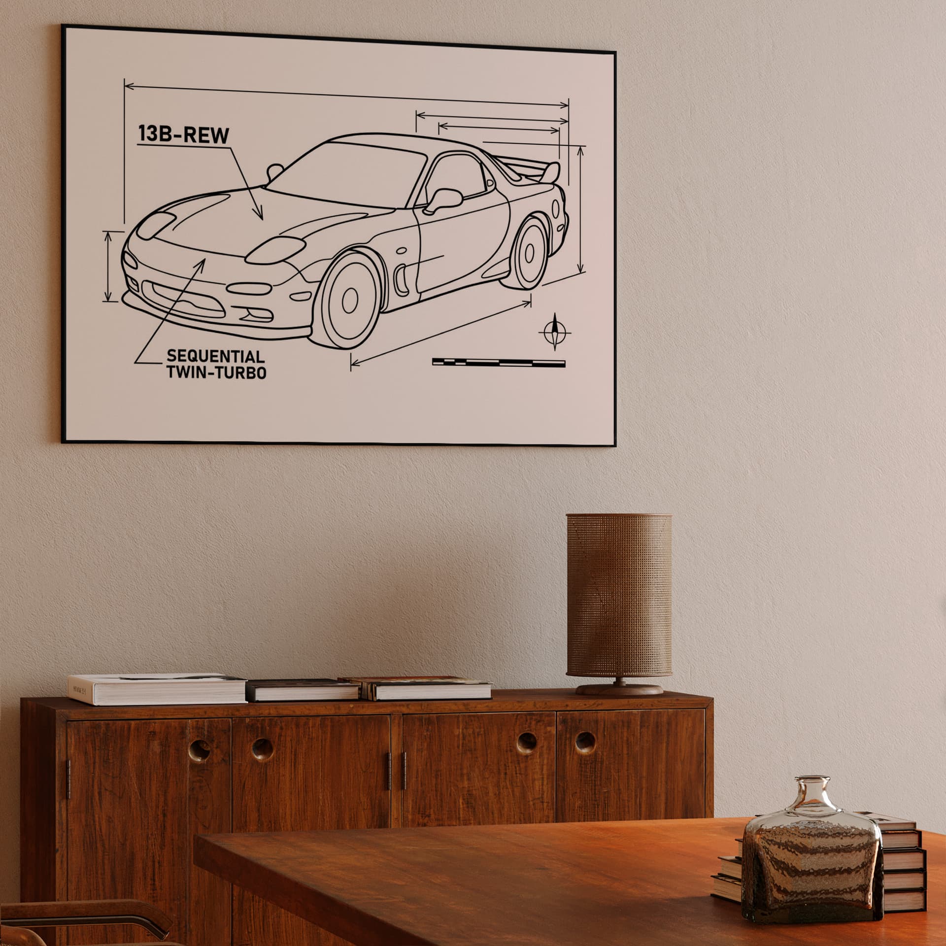 Mazda RX-7 FD: Technical Blueprint Illustration