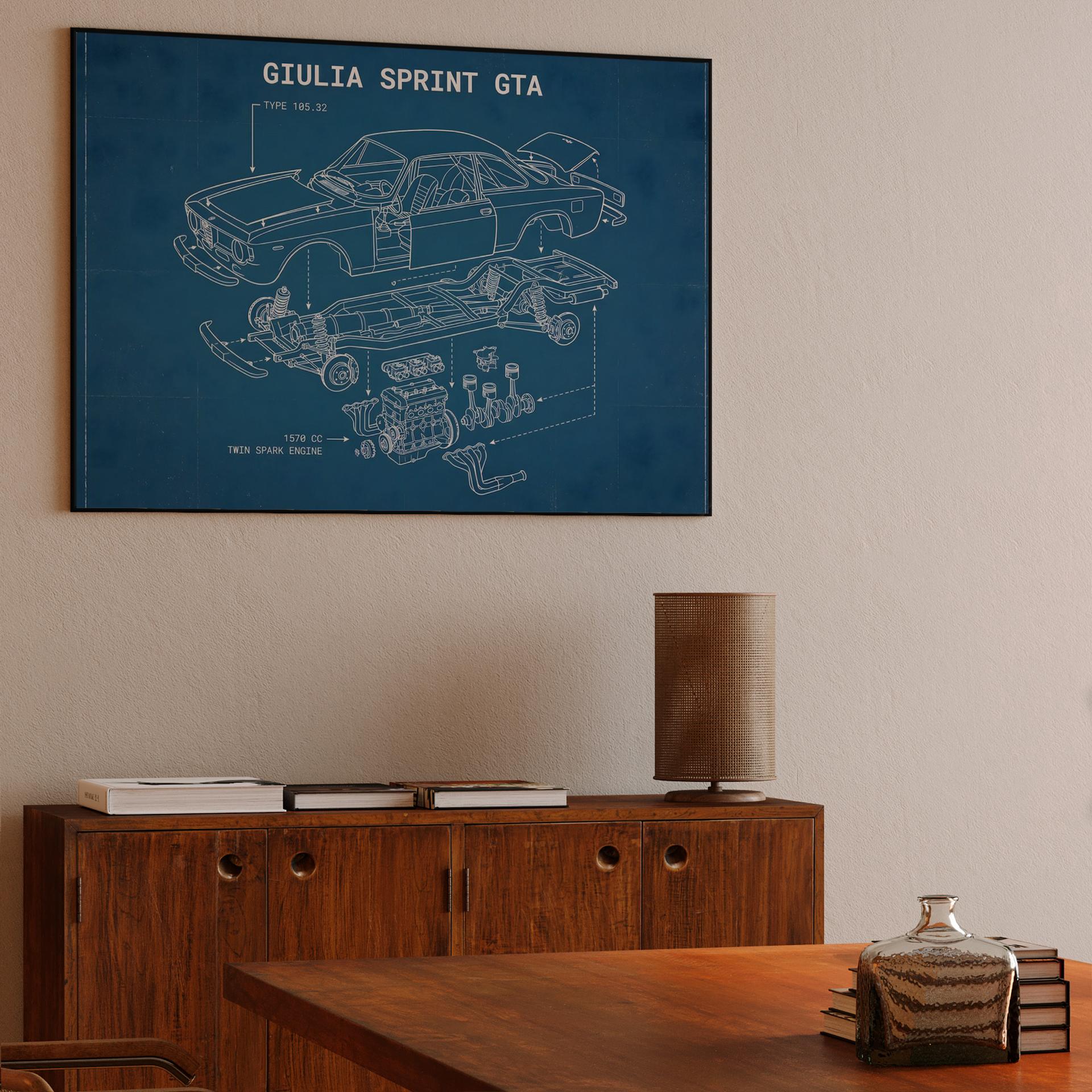 Alfa Romeo Giulia Sprint GTA Exploded View Blueprint