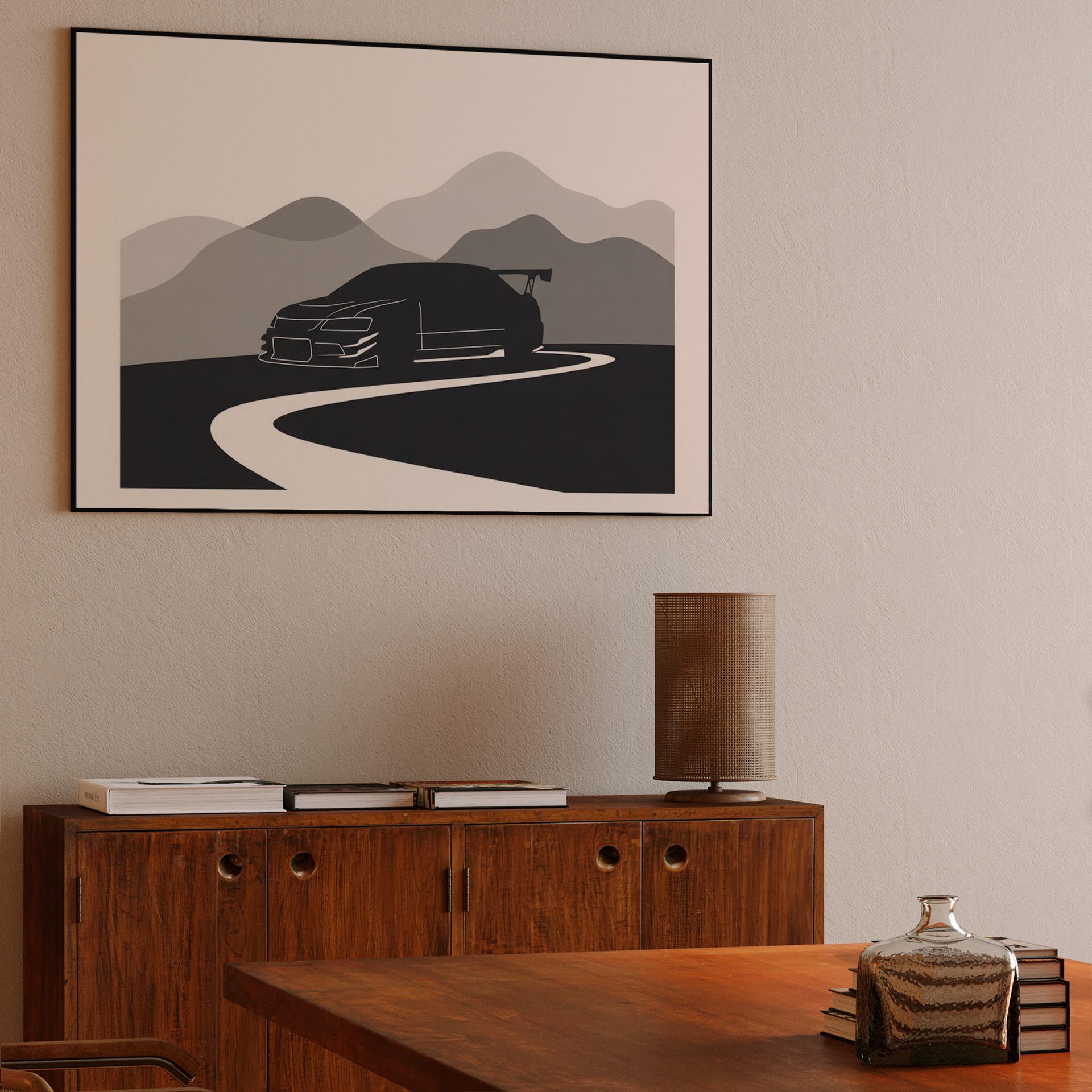 Minimalist Touge: Evolution IX Silhouette