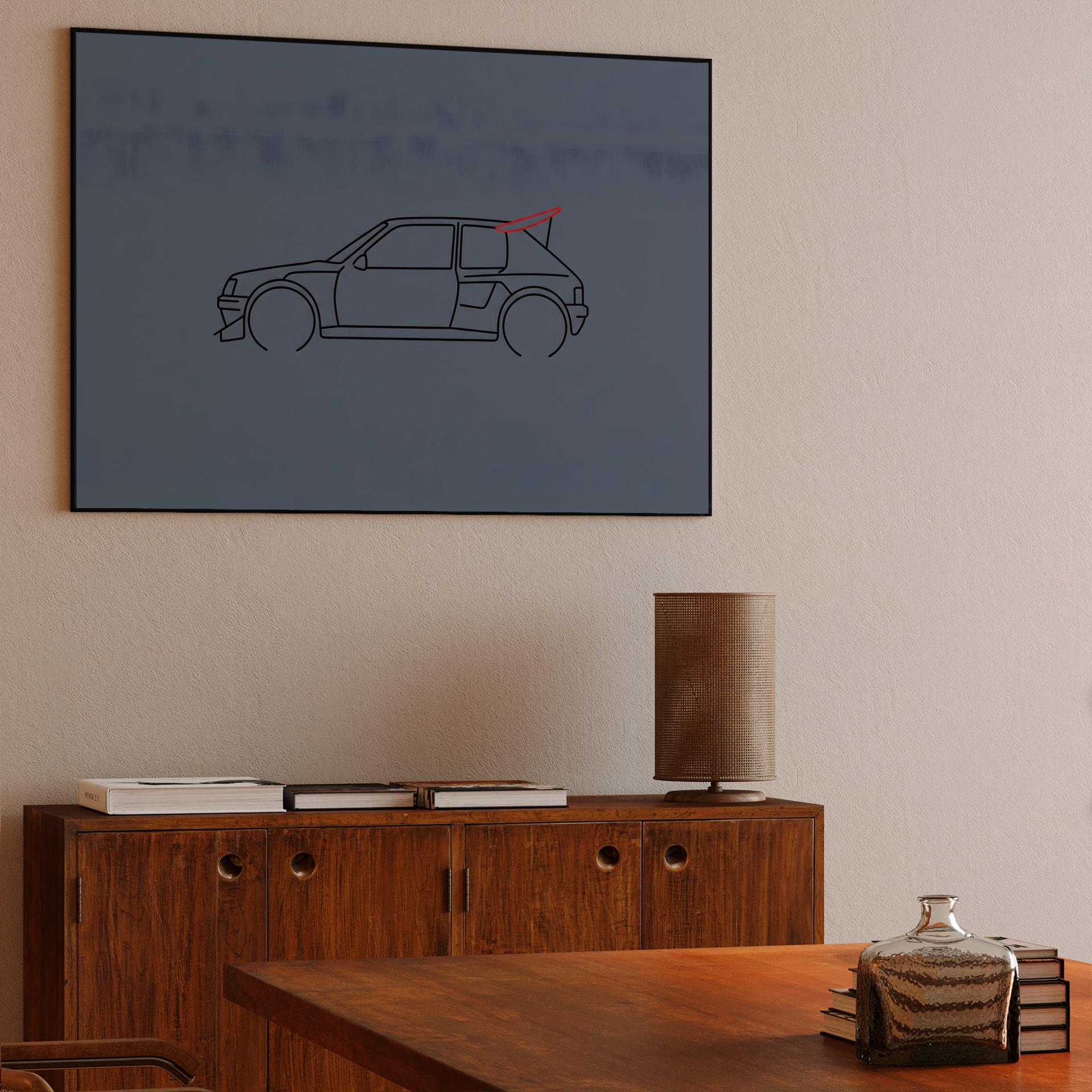 Group B Legend: Peugeot 205 T16 Minimalist Line Art