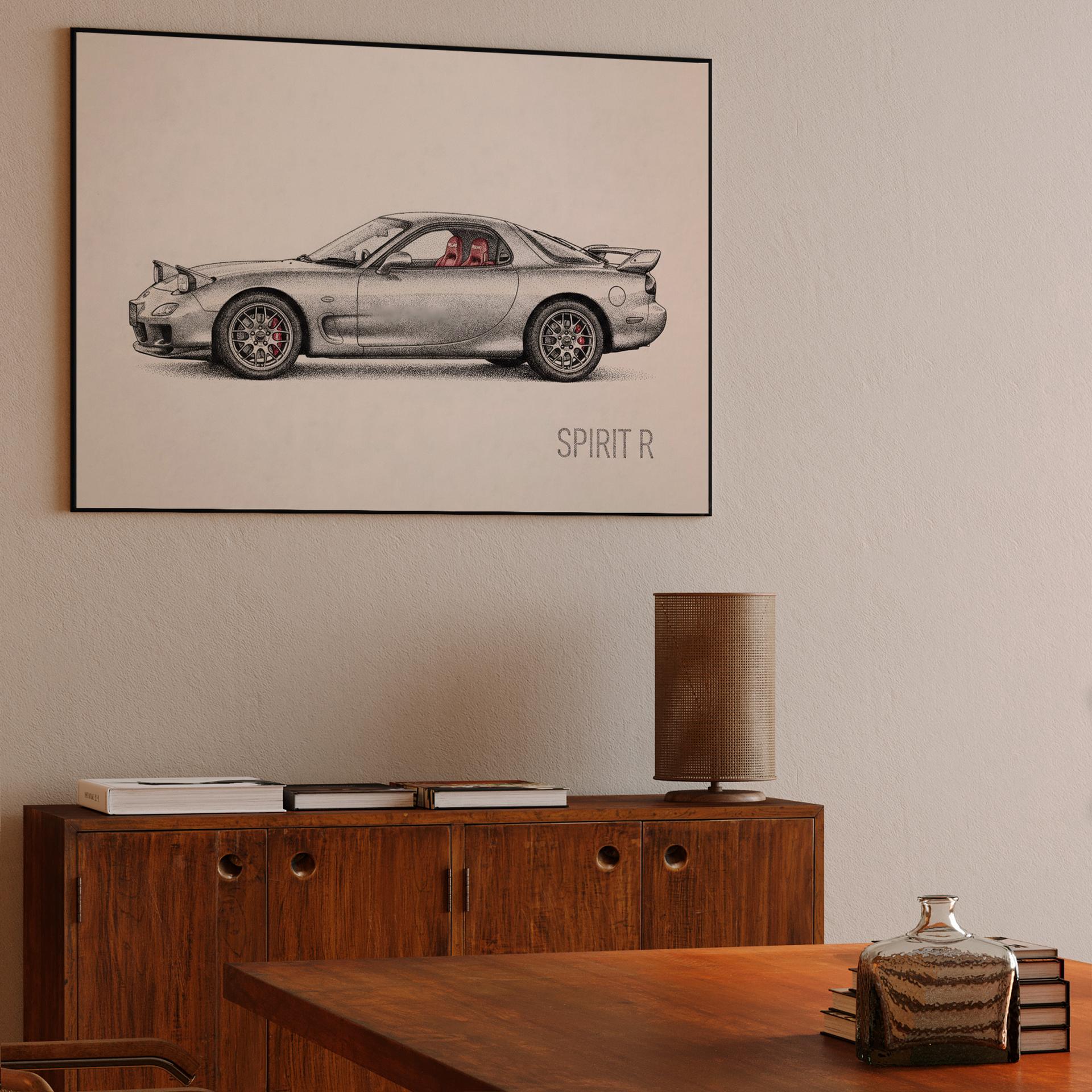 Mazda RX-7 Spirit R Stippling Illustration