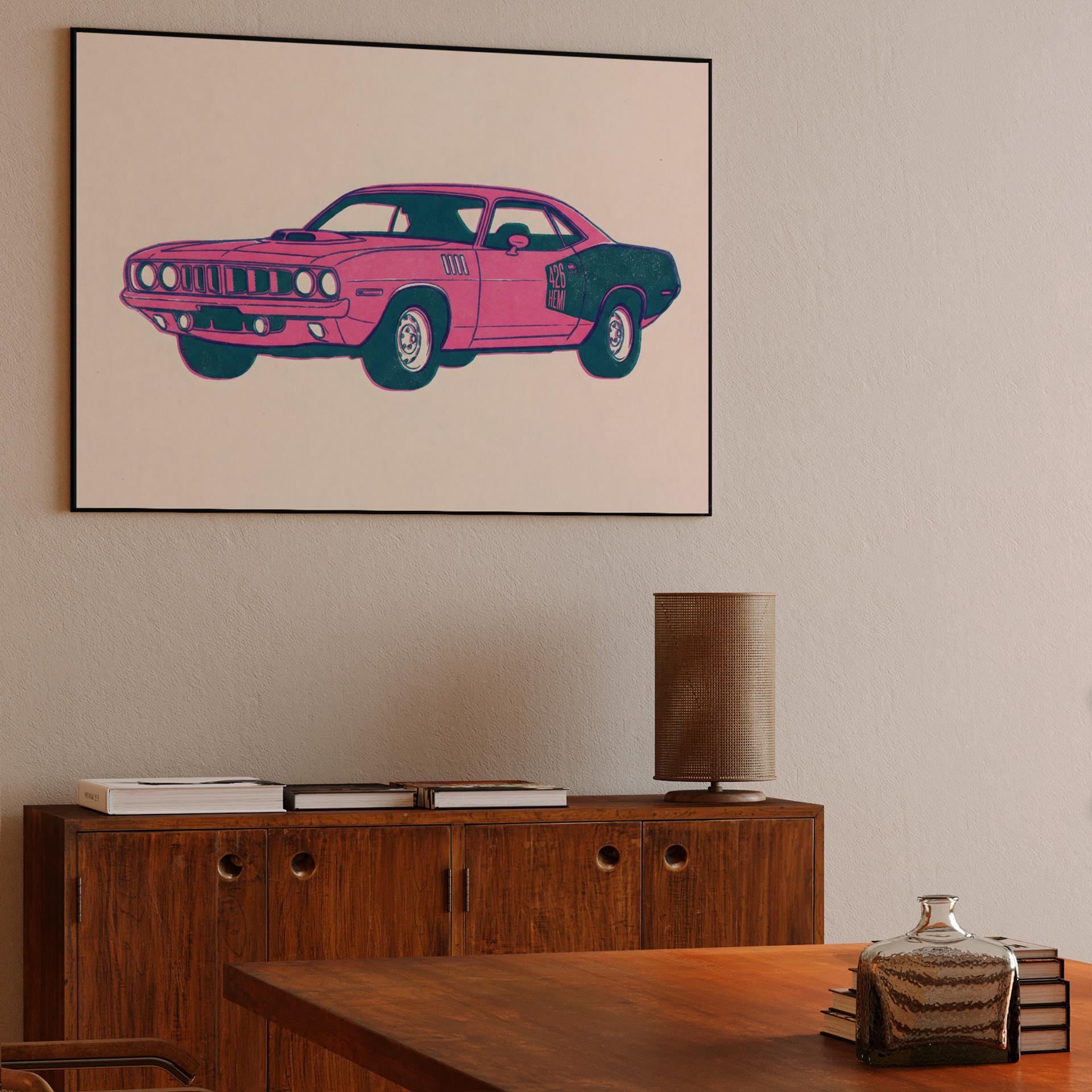 Plymouth Cuda 426 HEMI Risograph Print