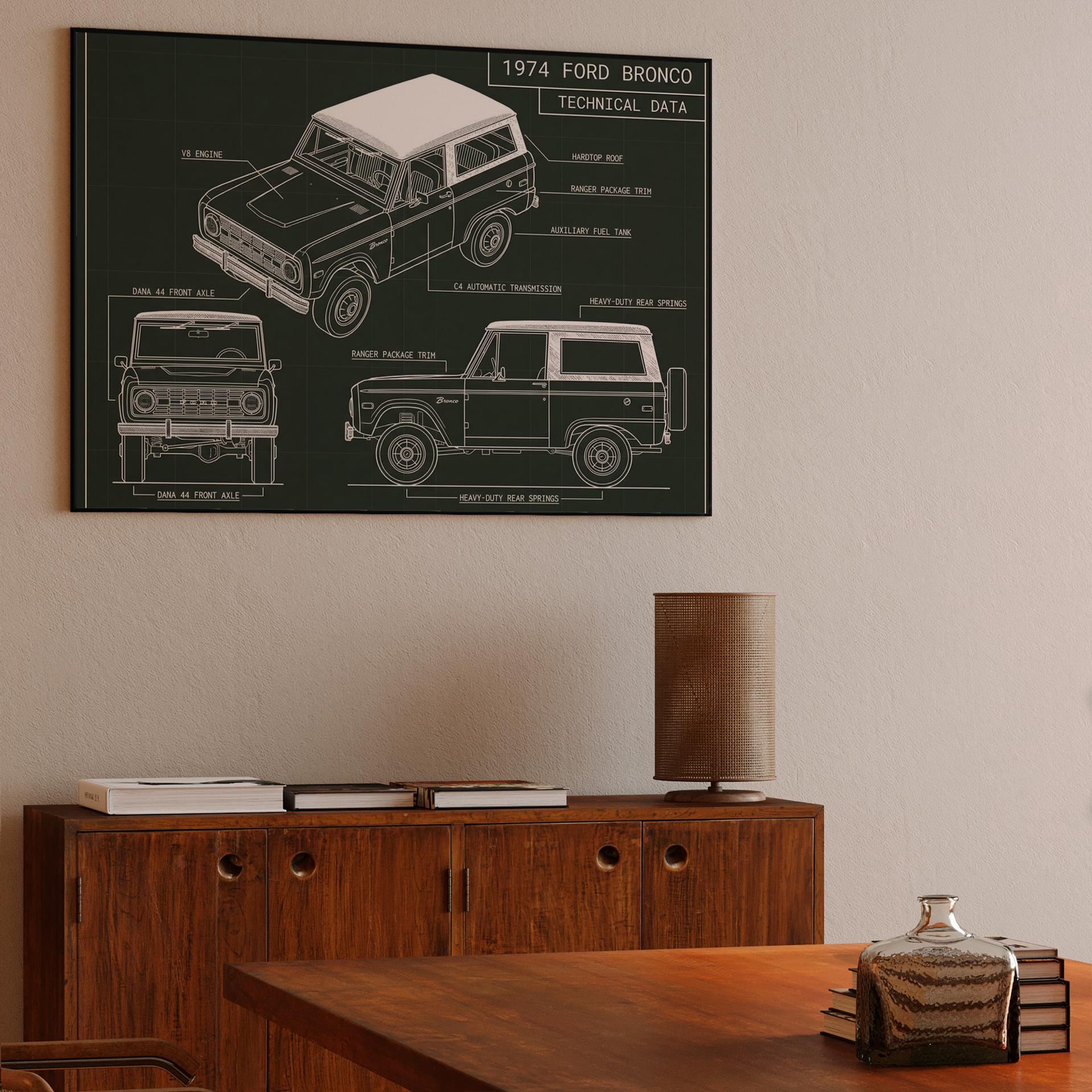 1974 Ford Bronco Ranger Technical Blueprint