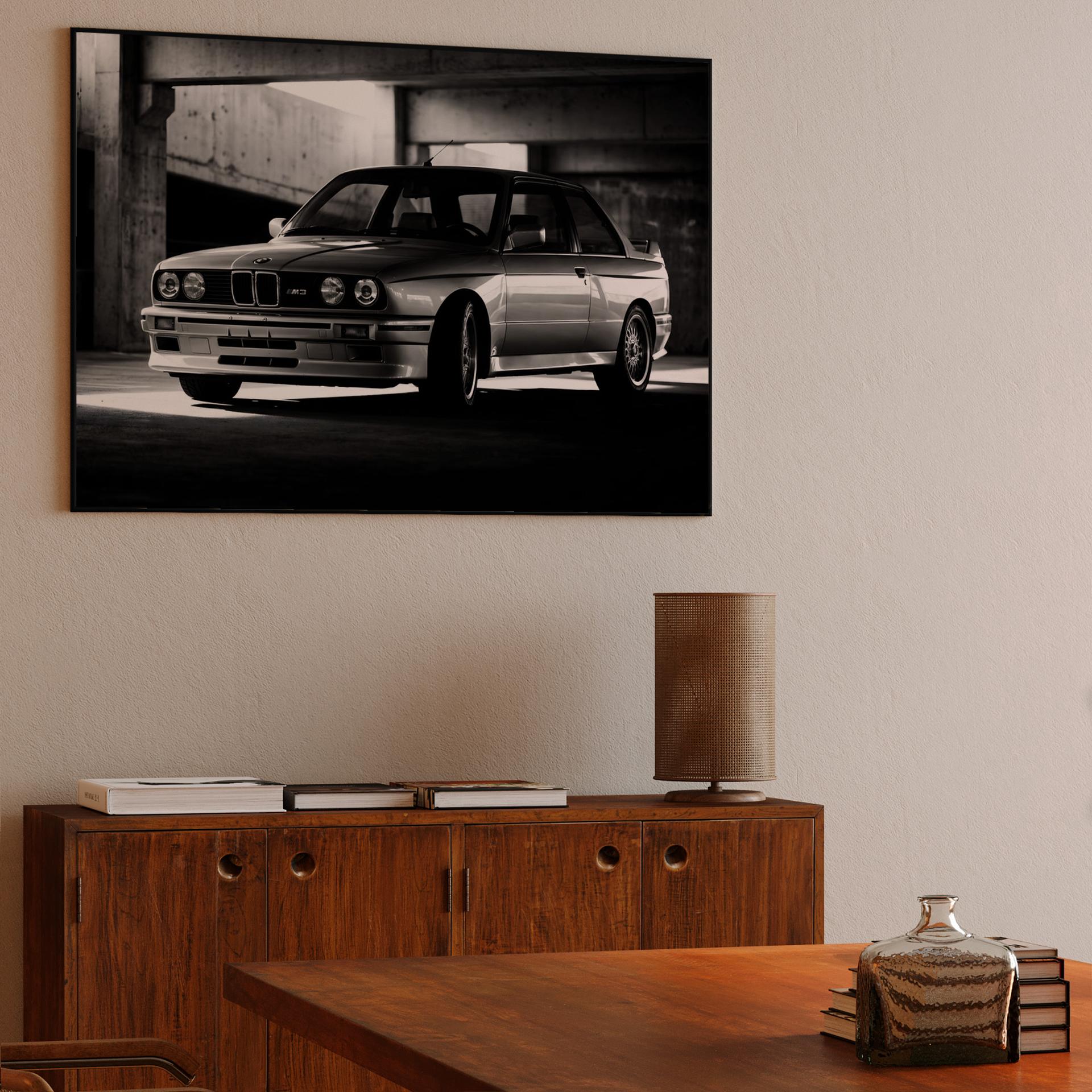 BMW E30 M3 Monochrome Garage Portrait