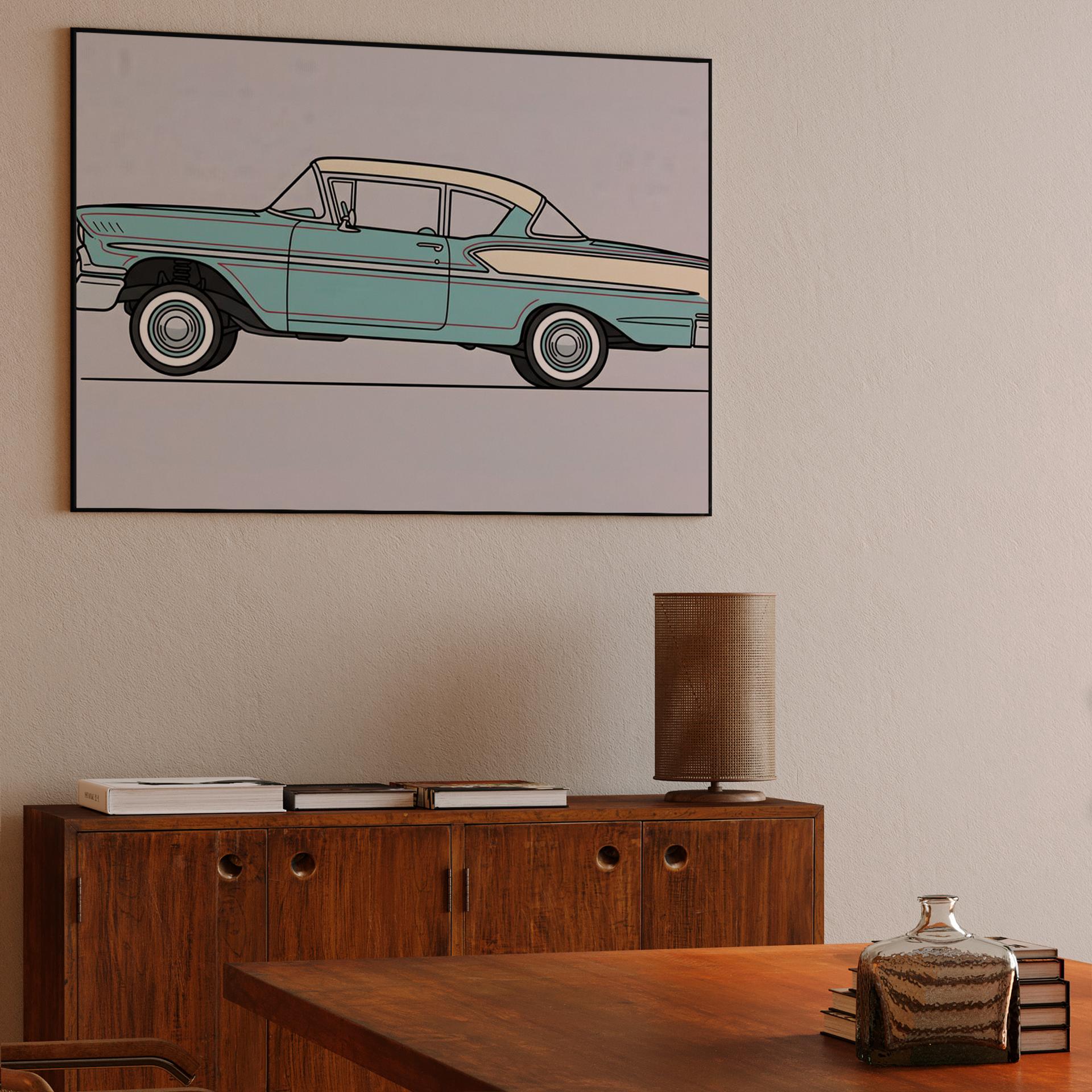 Teal '58 Biscayne Flat Art