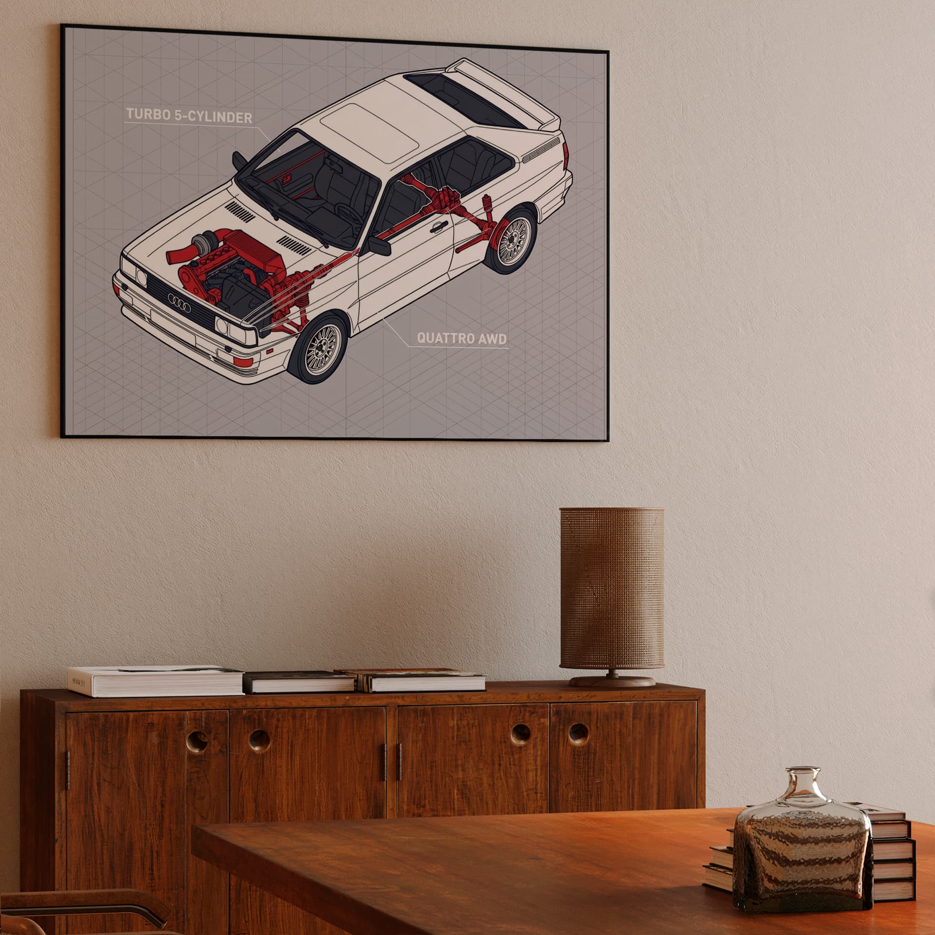 Audi Quattro Technical Cutaway Illustration