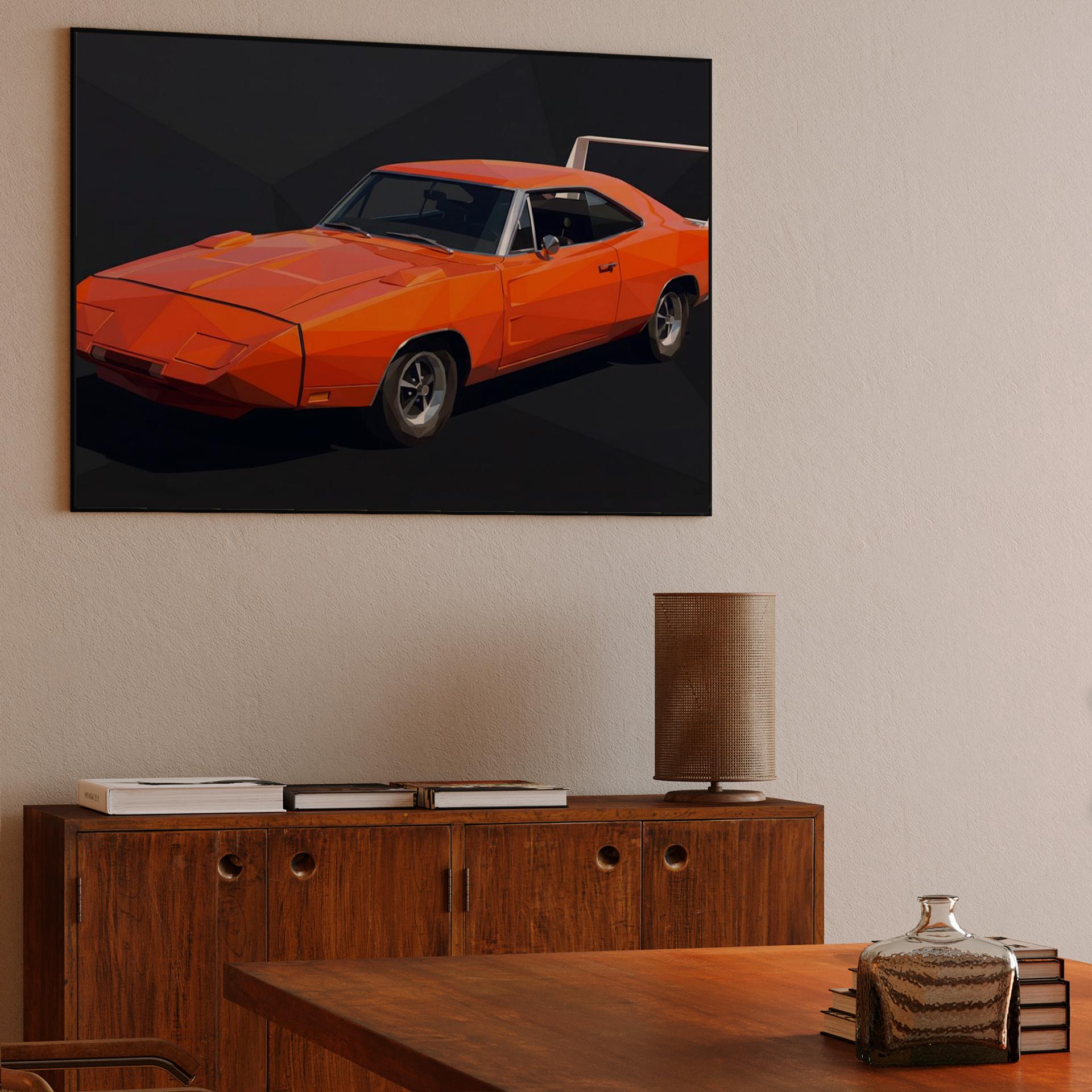 Orange Charger Daytona Low Poly Digital Art