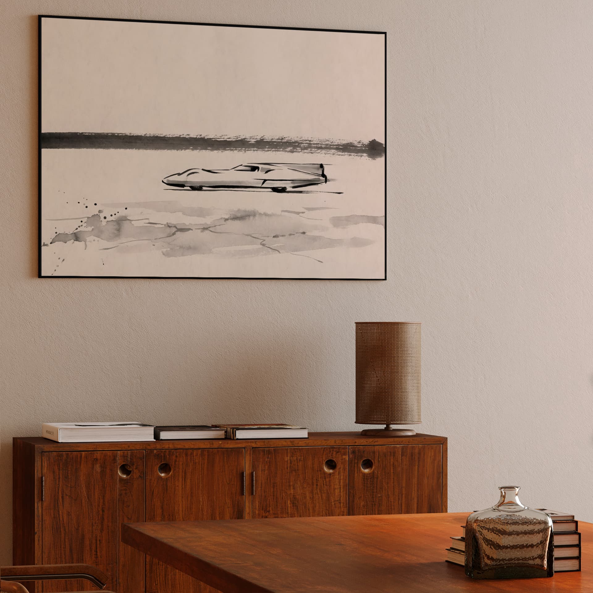 Zen Speed: Bonneville Streamliner Ink Wash