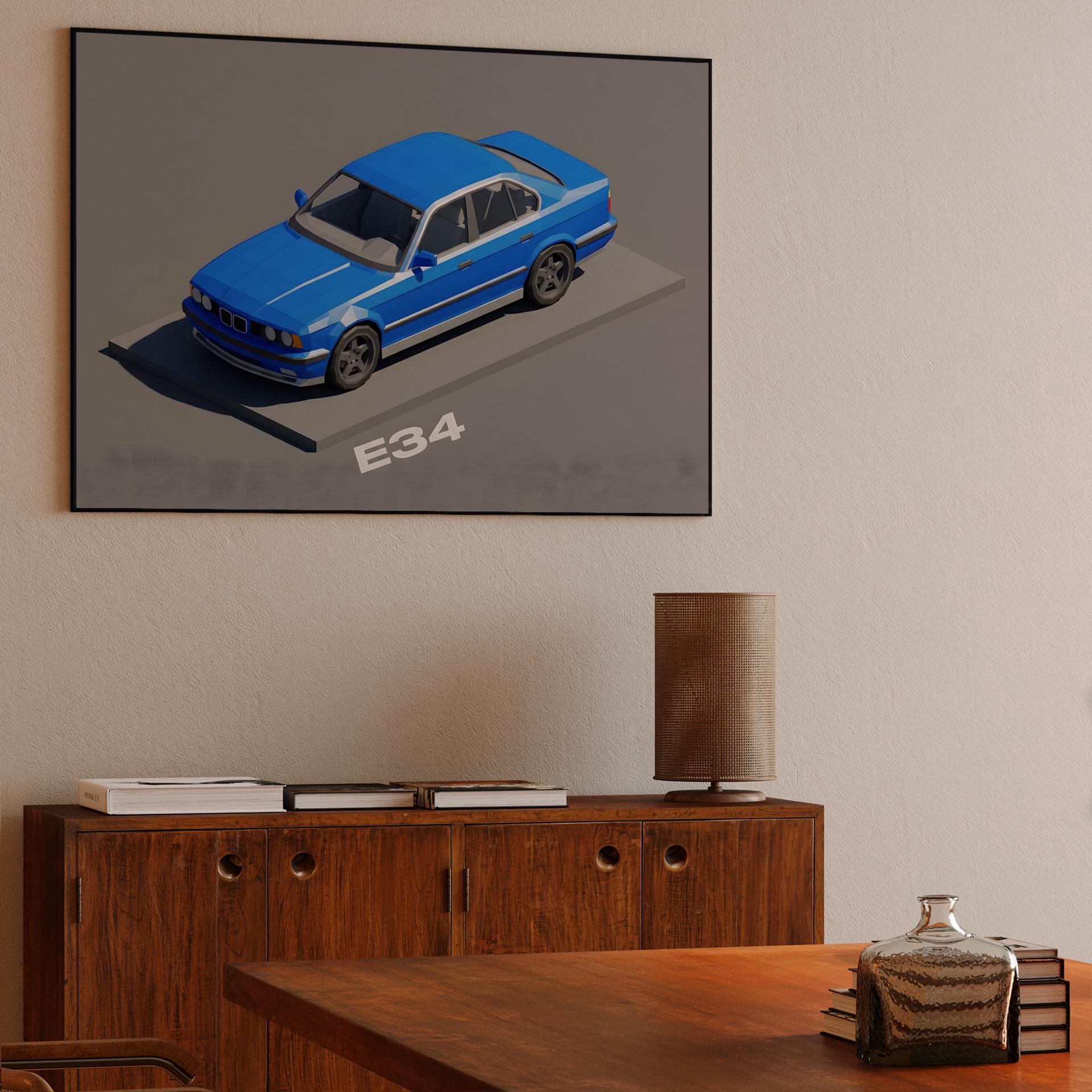 Blue E34: Low Poly Isometric Render