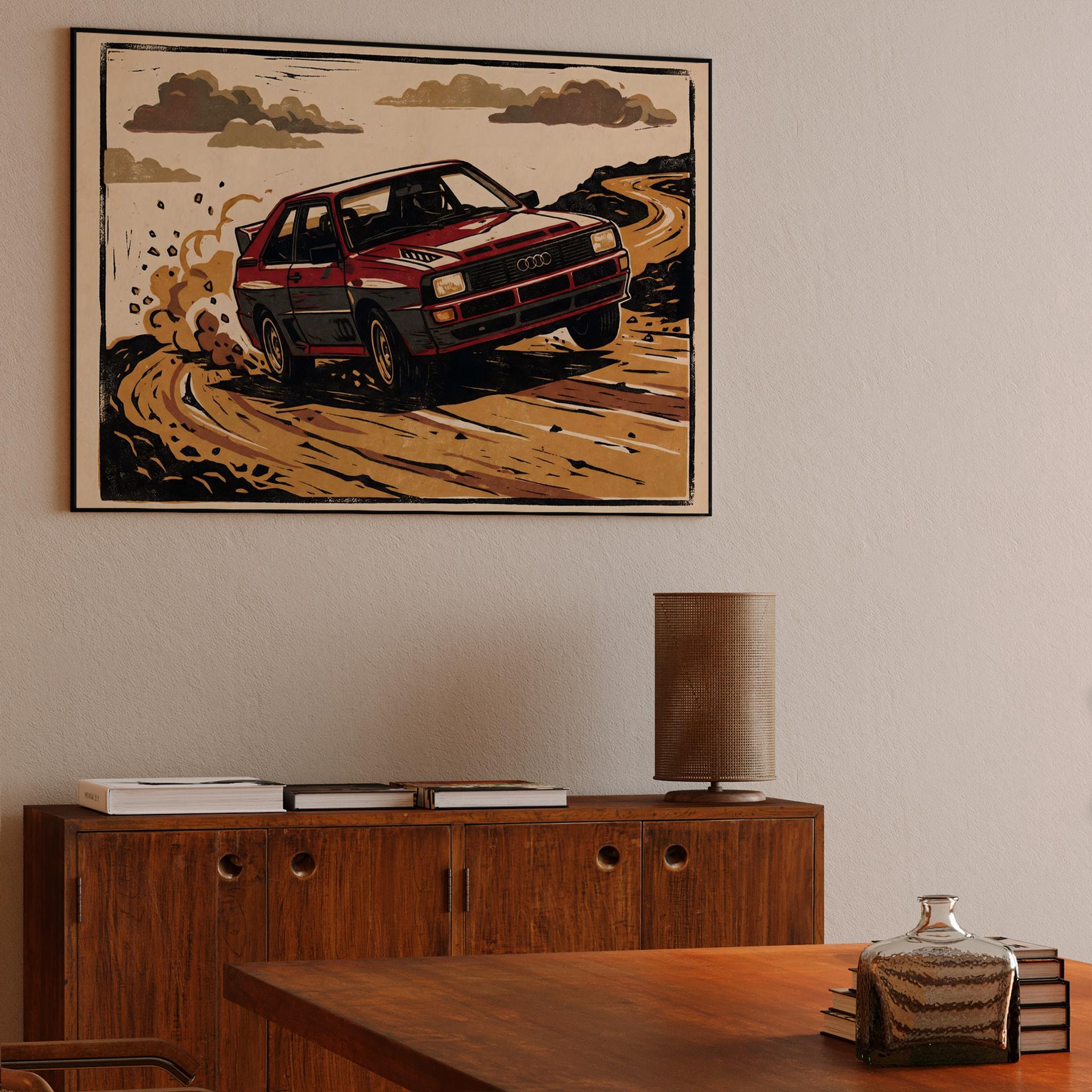 Audi Sport Quattro Rally Linocut