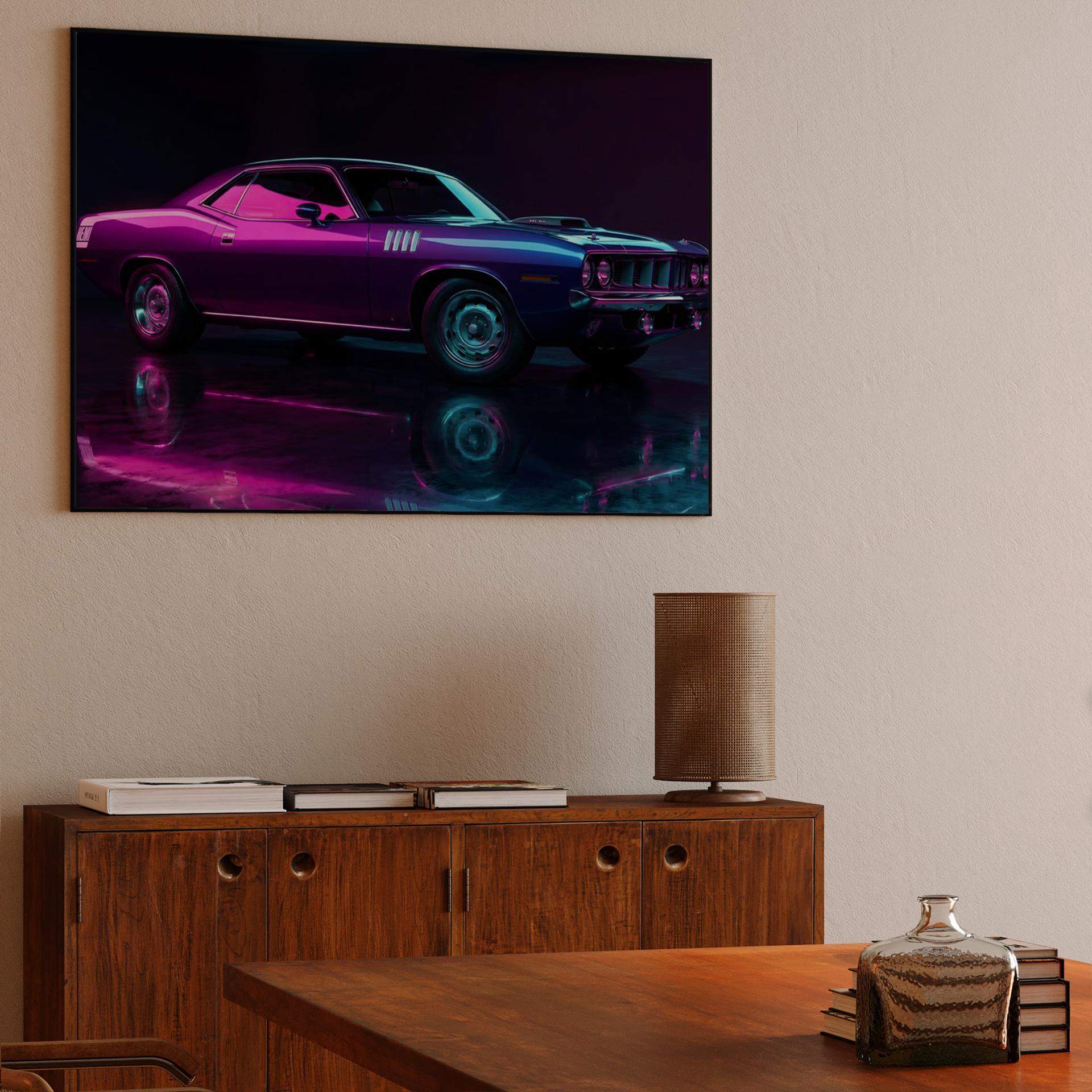 Neon Synthwave 'Cuda: Electric Hemi Power