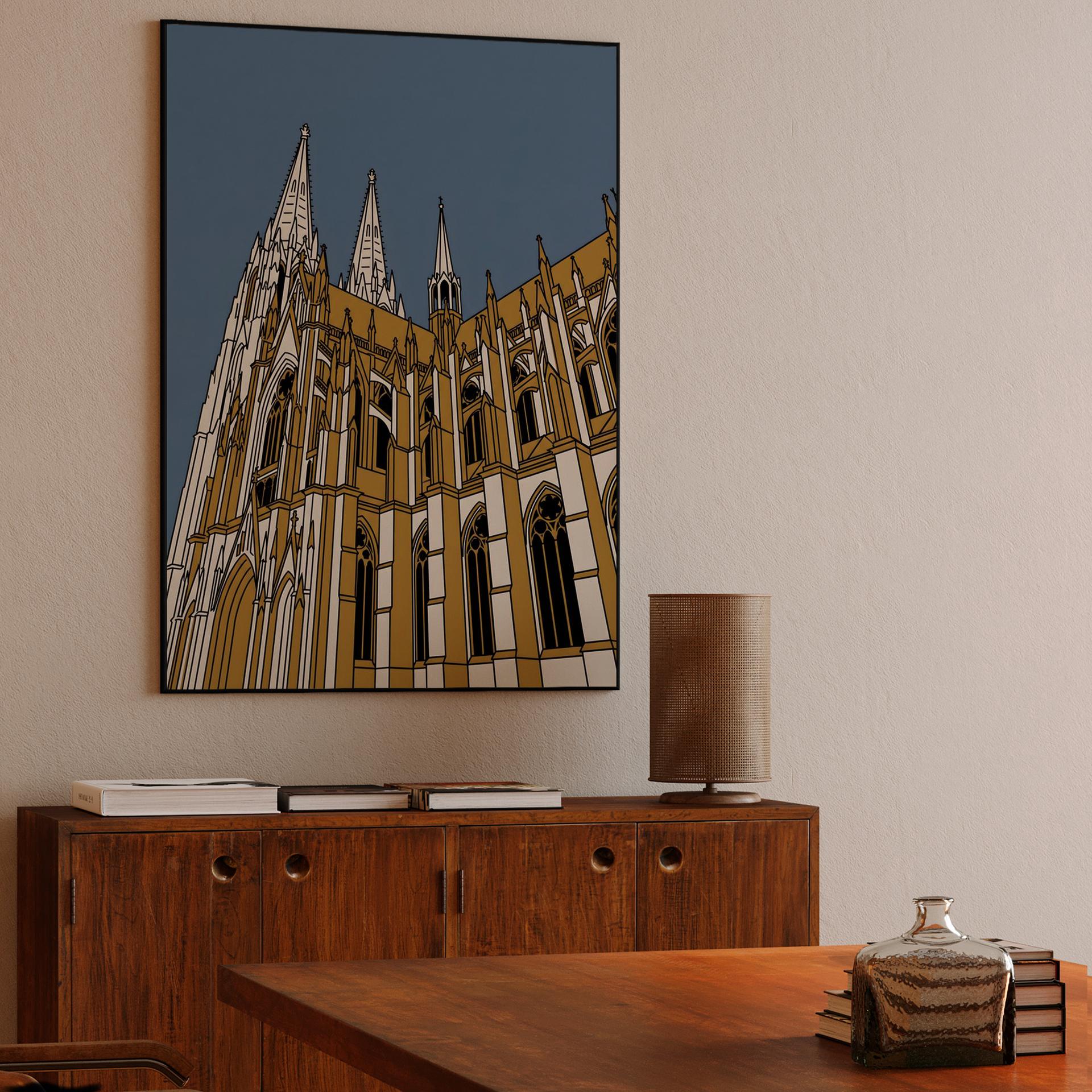 Cologne Cathedral Golden Spires Illustration