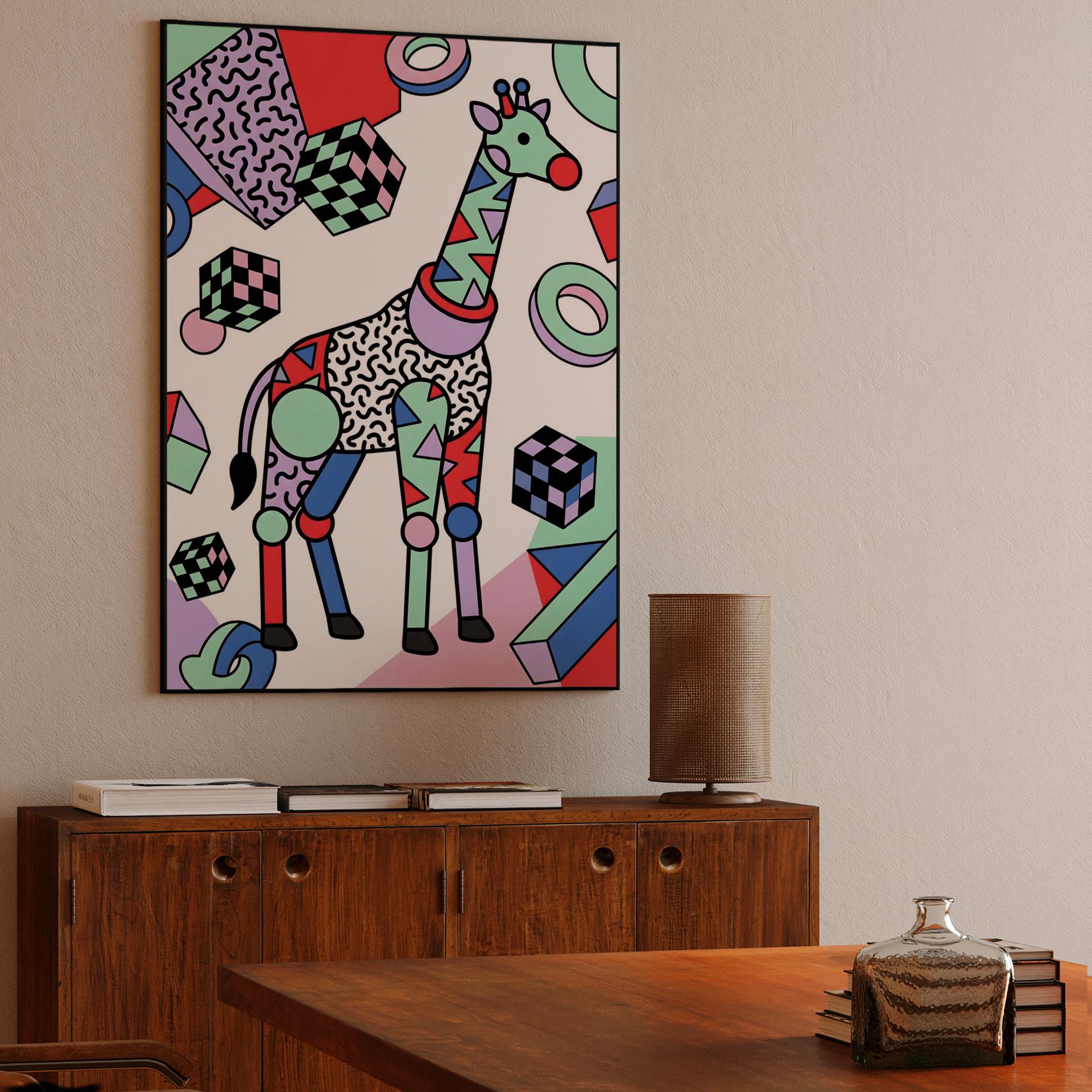 Geometric Safari: The Memphis Design Giraffe
