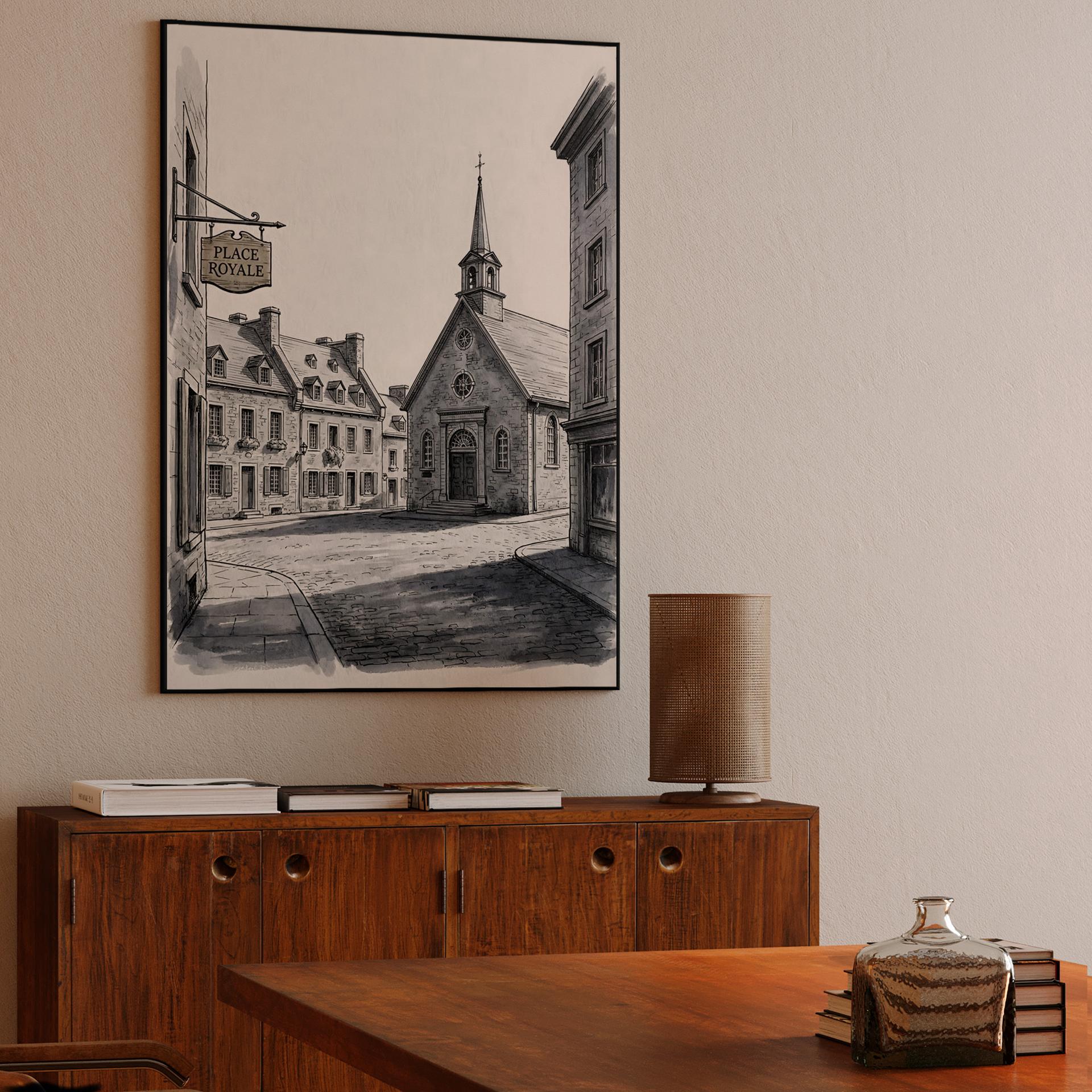 Historic Place Royale Ink Drawing