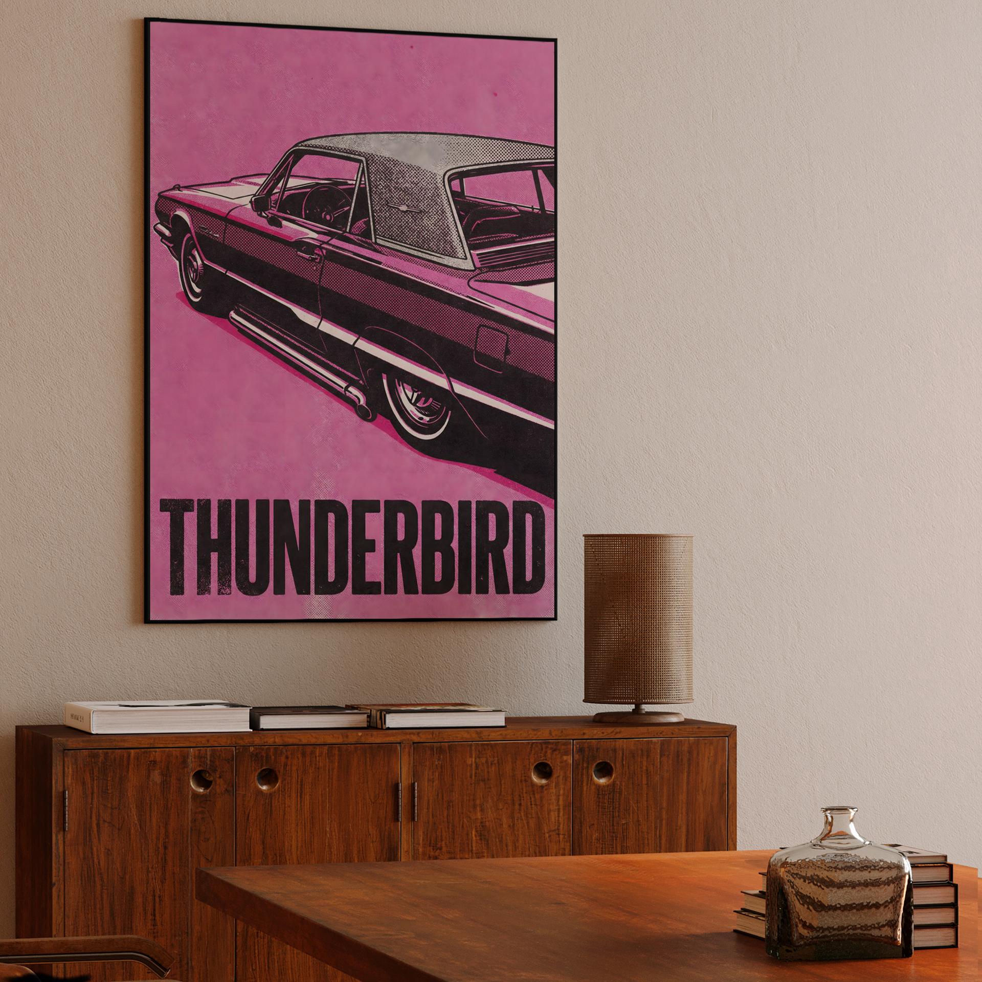 Pink Thunderbird Retro Poster