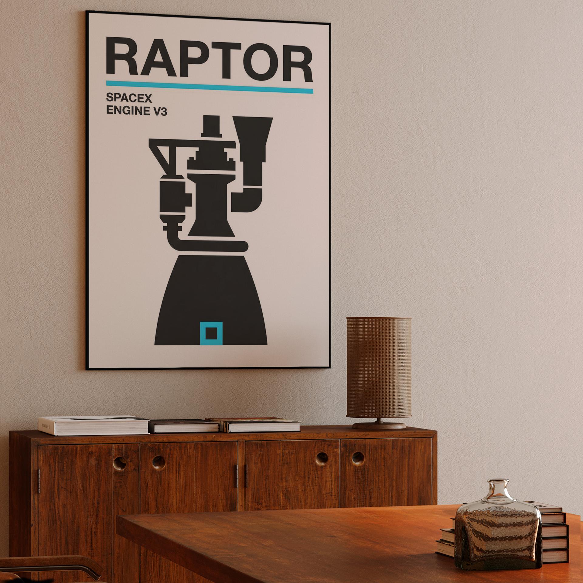 SpaceX Raptor Engine V3 Minimalist Graphic