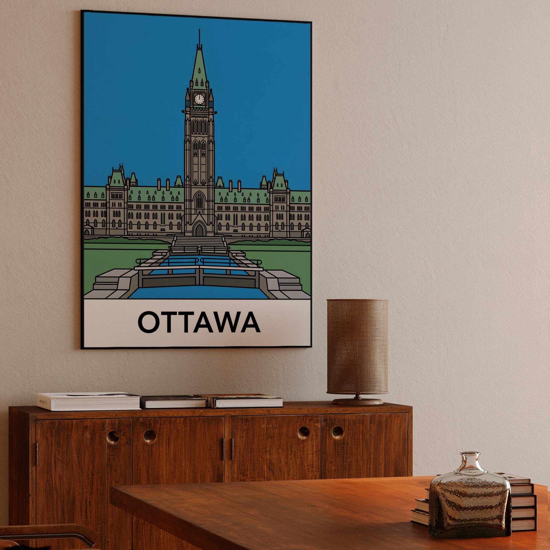 Ottawa Parliament Hill Minimalist Illustration