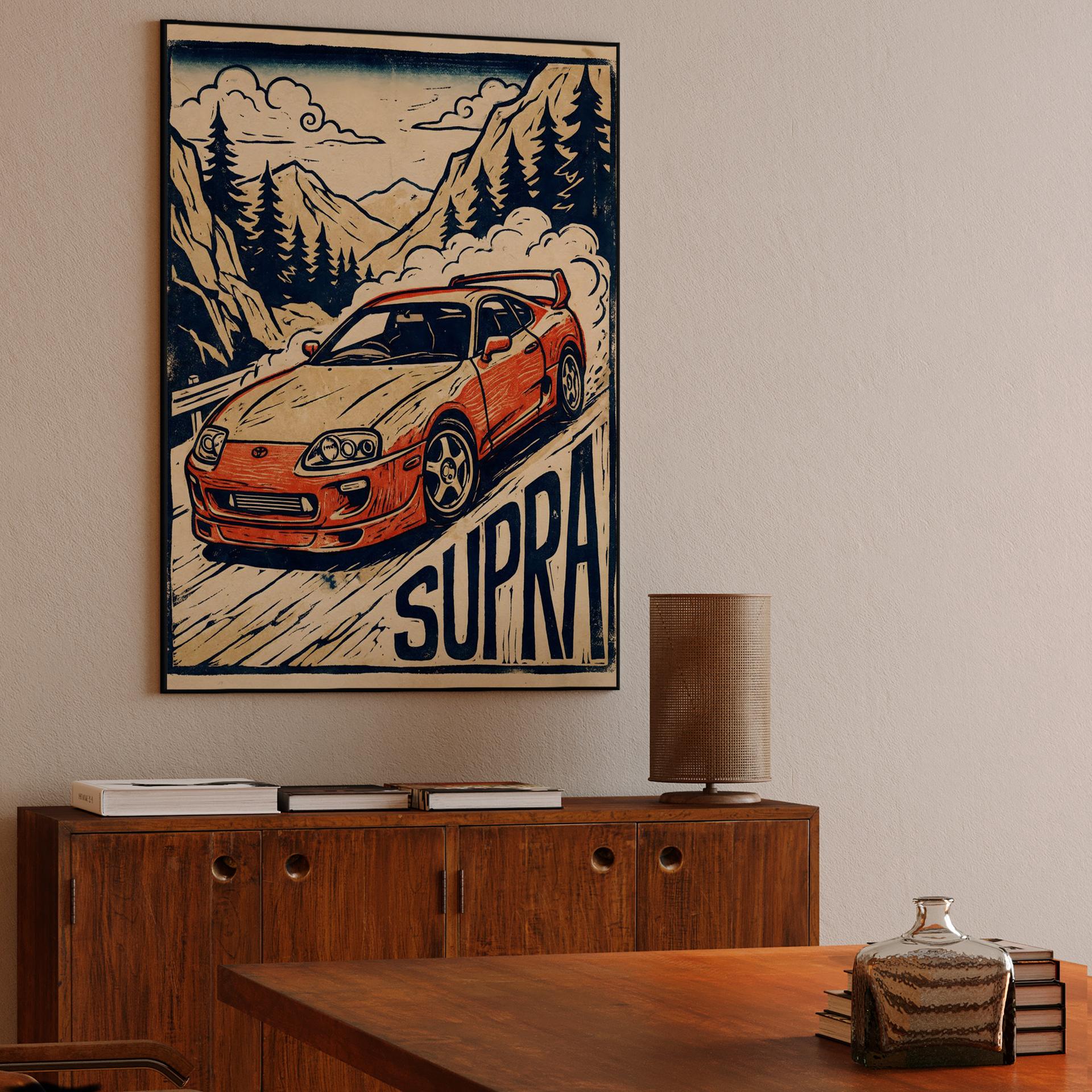 Woodcut Mountain Drift: Toyota Supra A80