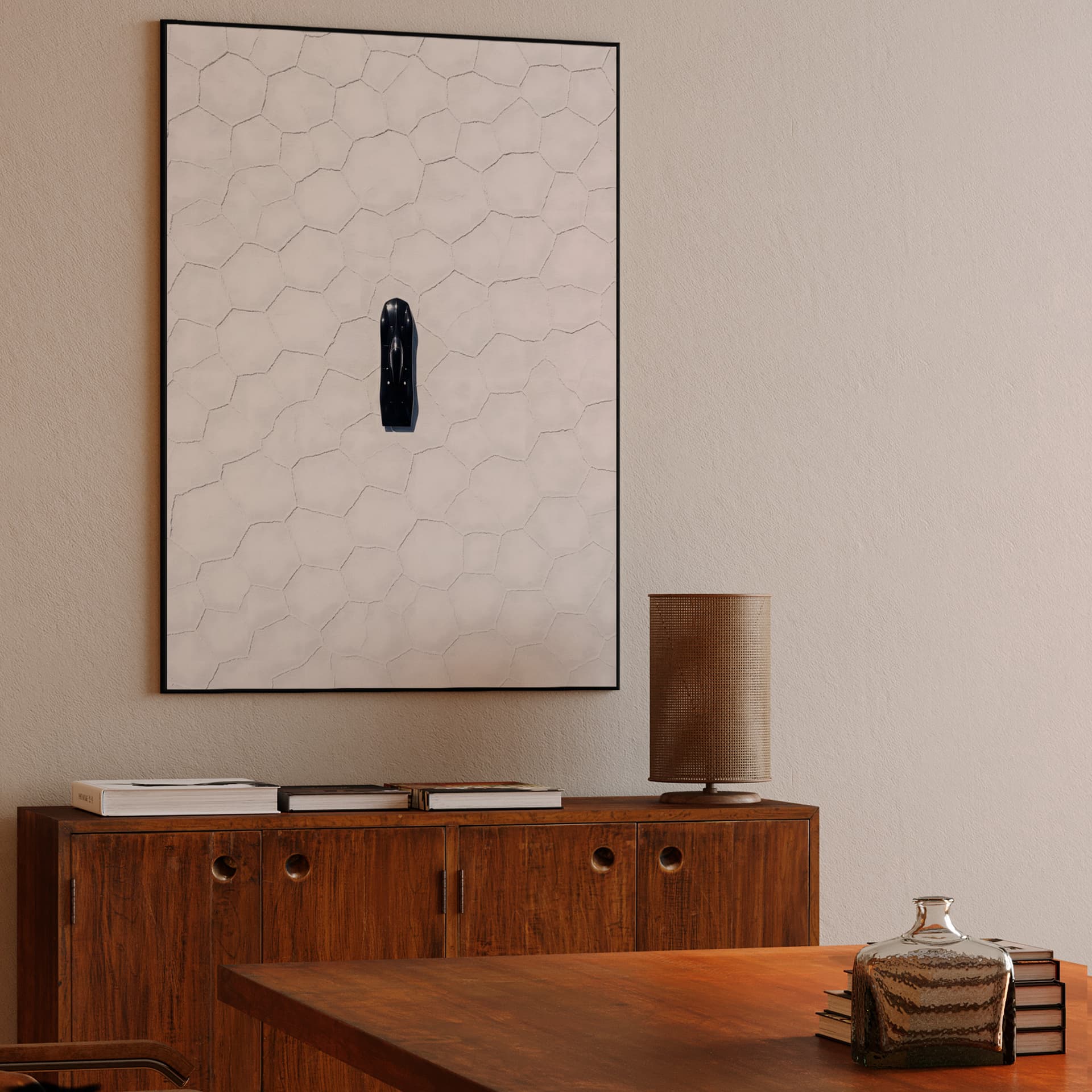 Bonneville Salt Flats Black Streamliner Aerial Photography