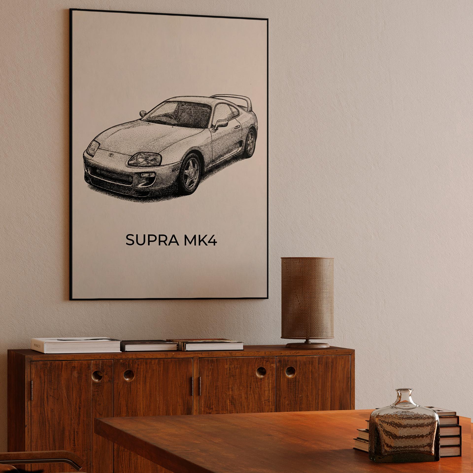 Toyota Supra MK4 Stippling Illustration