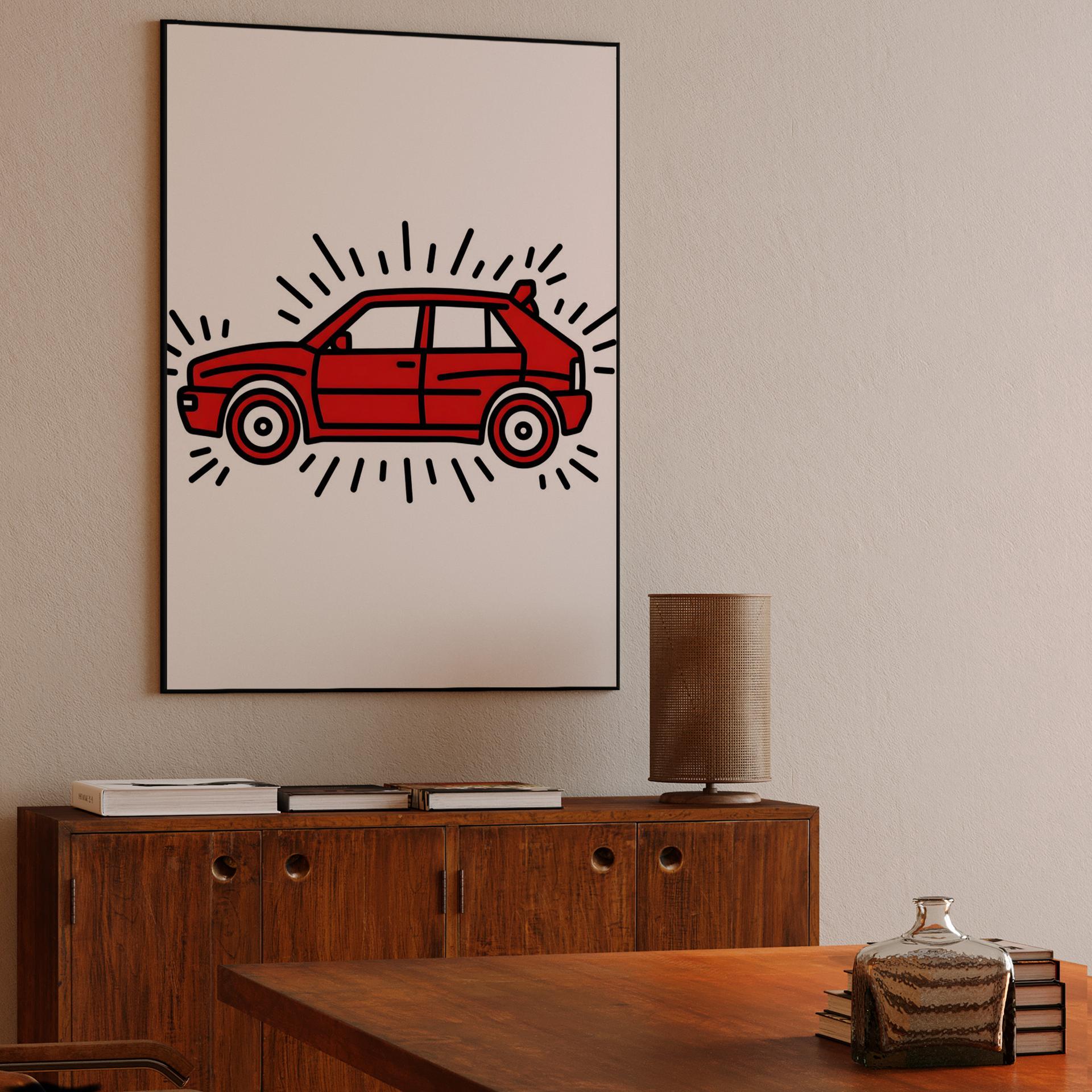 Lancia Delta Integrale: Vibrant Red Doodle