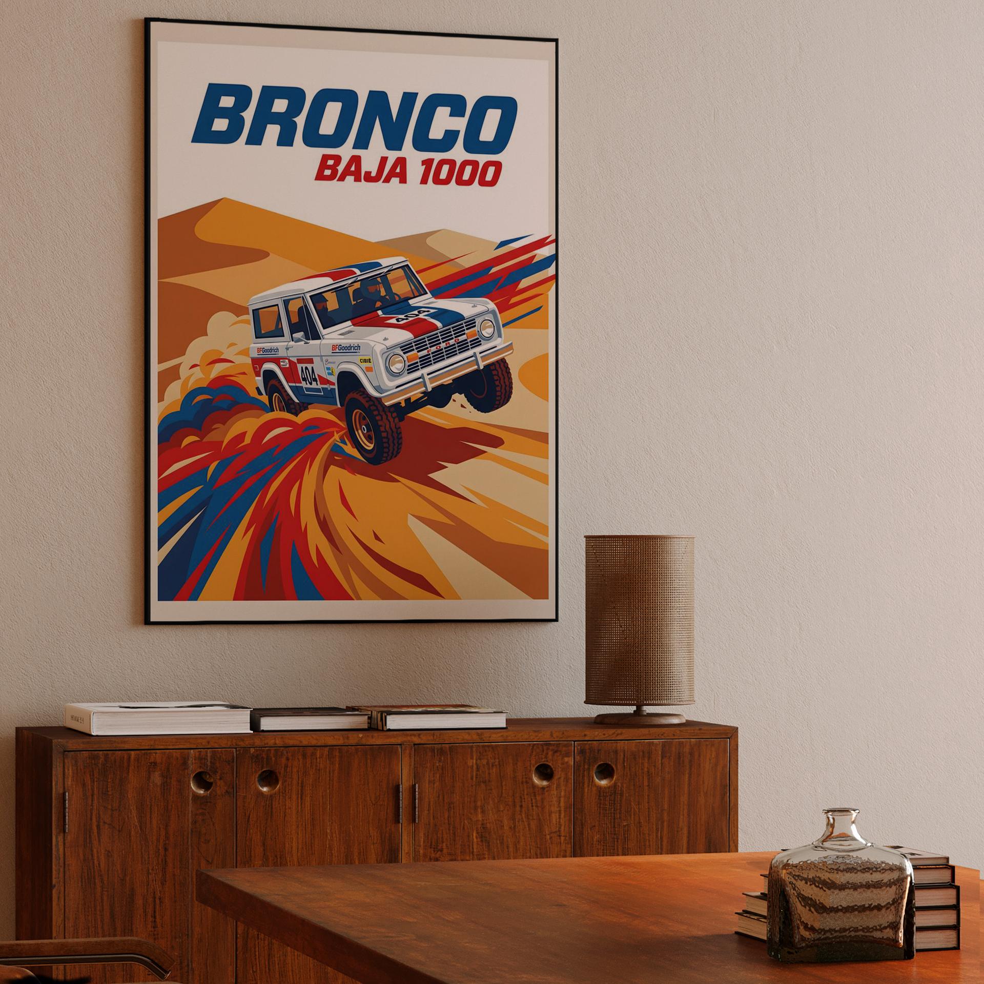 Ford Bronco Baja 1000 Desert Racing Poster