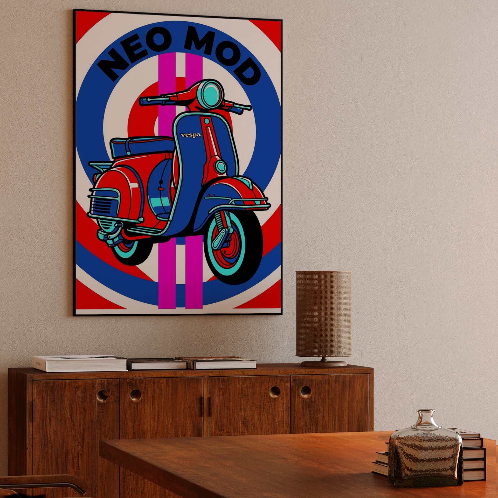 Neo Mod Vespa Pop Art Illustration