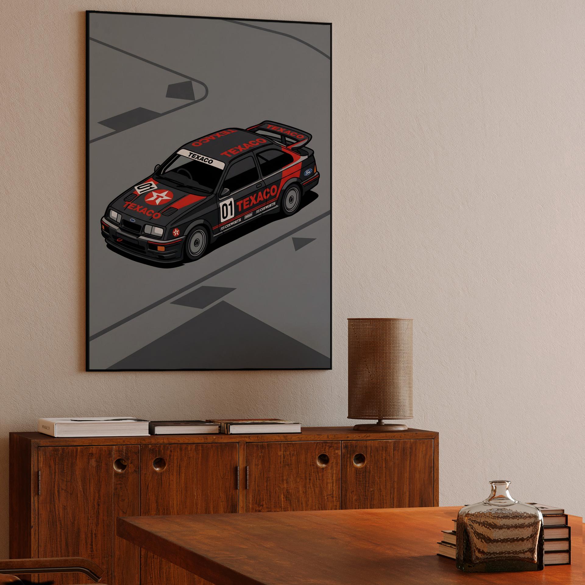 Ford Sierra RS Cosworth Texaco Isometric Illustration