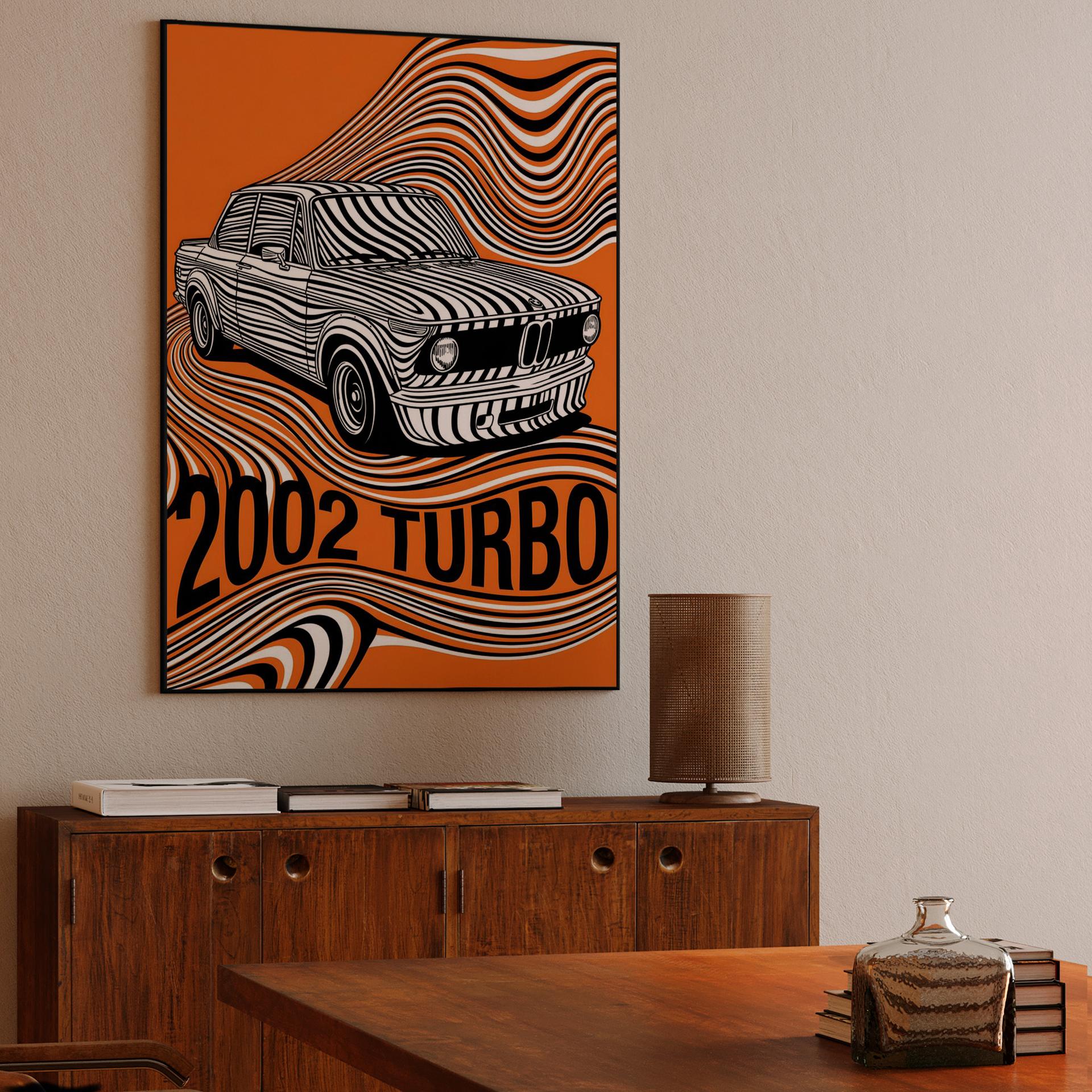 BMW 2002 Turbo Psychedelic Op Art Poster